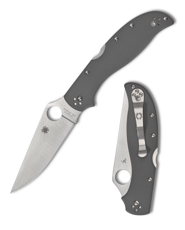 Spyderco Stretch 2 XL Folding Knife Gray 3.99in Satin Plain Blade SPC258GPGYCW View 1