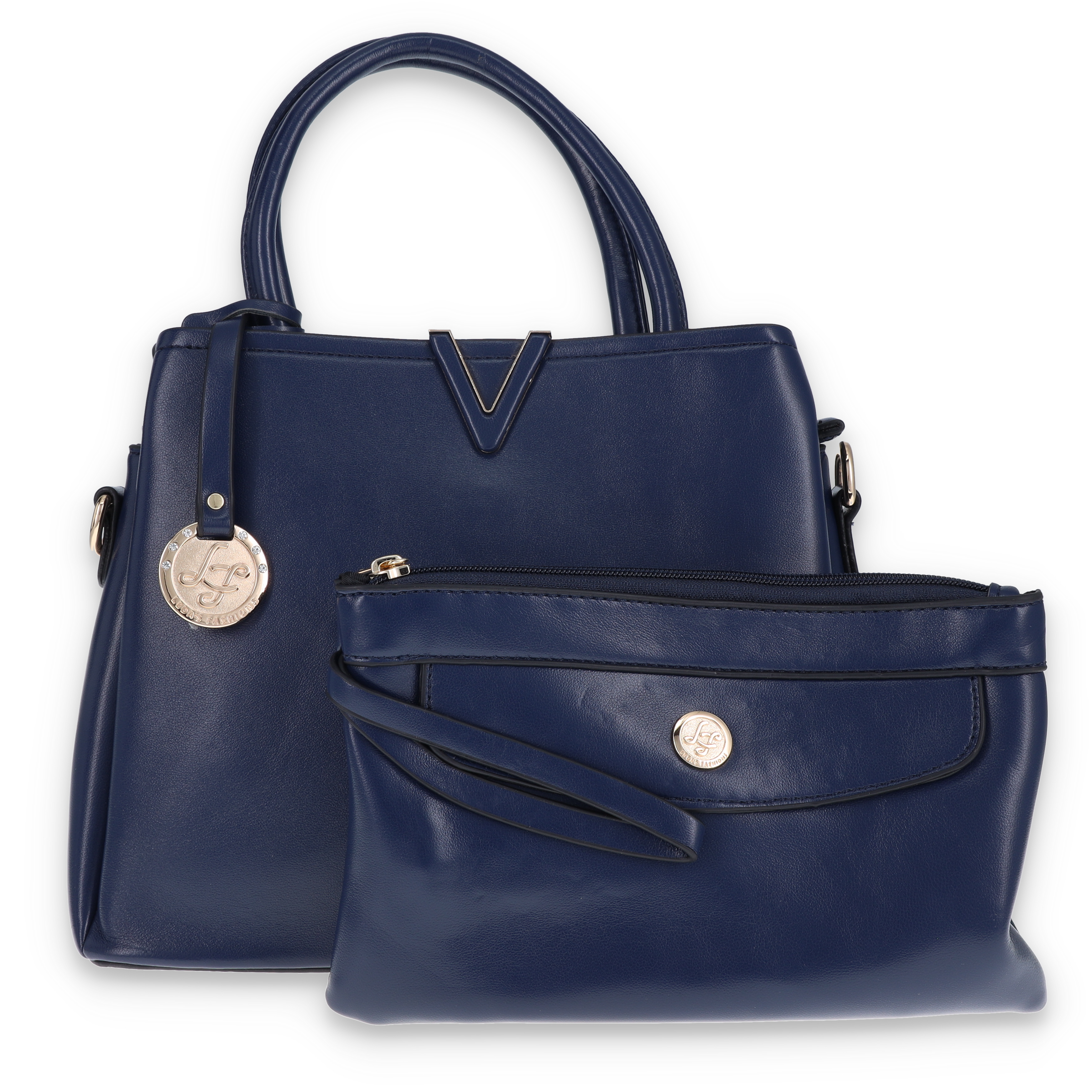 Leda's Fashions Navy Blue Verity Purse with Clutch LPP8067BLU View 1