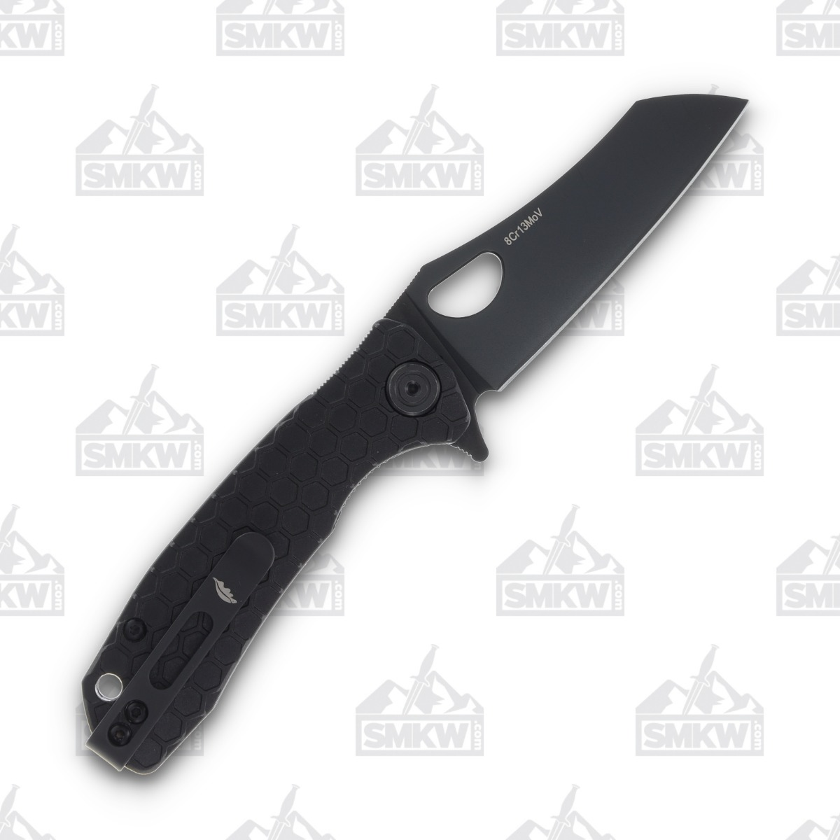 Honey Badger Small Wharncleaver Folding Knife Blackout FRN Handle 2.81in 8cr13mov Black DLC Sheepsfoot Blade HB1355 View 2
