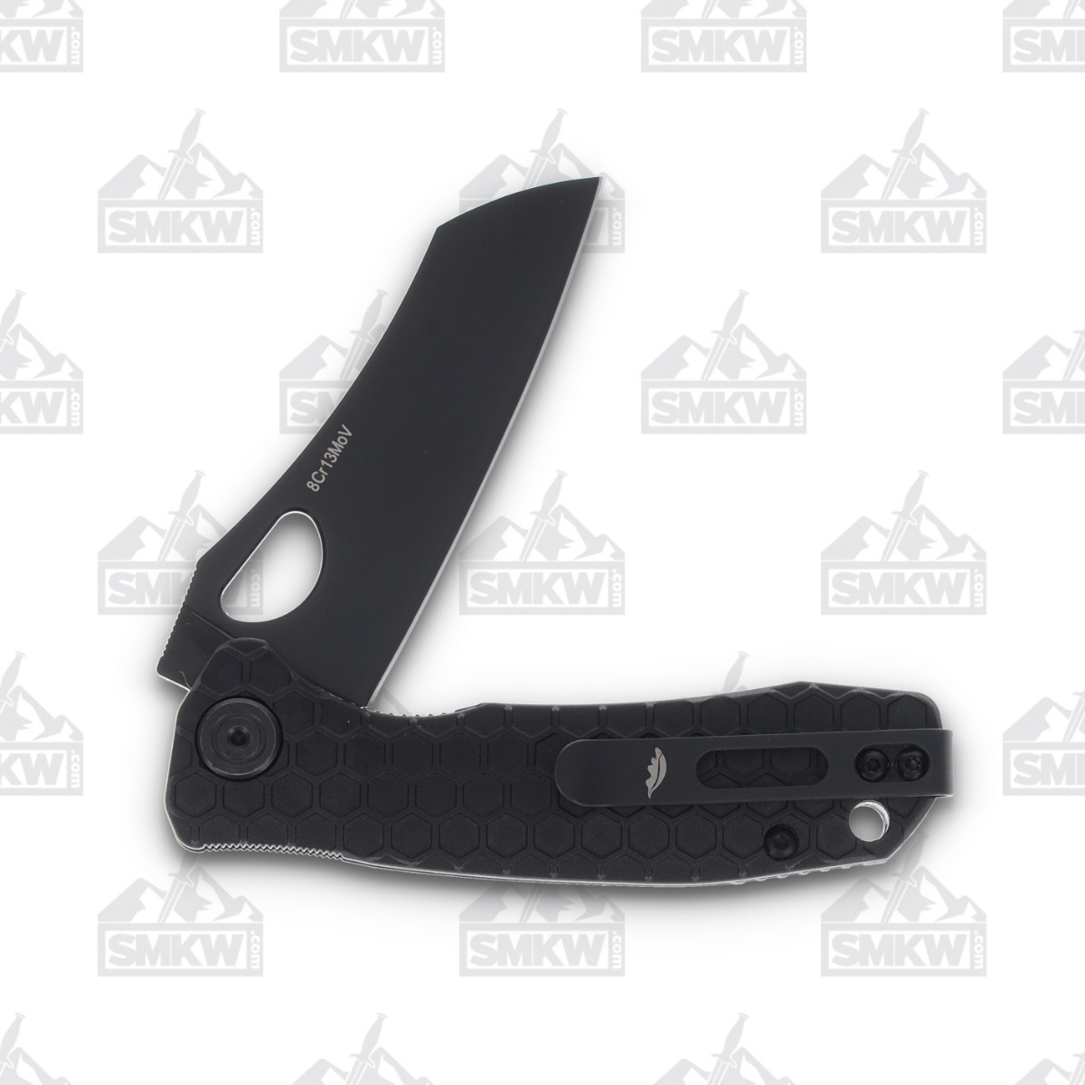 Honey Badger Small Wharncleaver Folding Knife Blackout FRN Handle 2.81in 8cr13mov Black DLC Sheepsfoot Blade HB1355 View 4