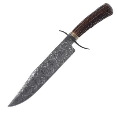 Aaron Wilburn Custom Sambar Stag Damascus Bowie Knife View 1