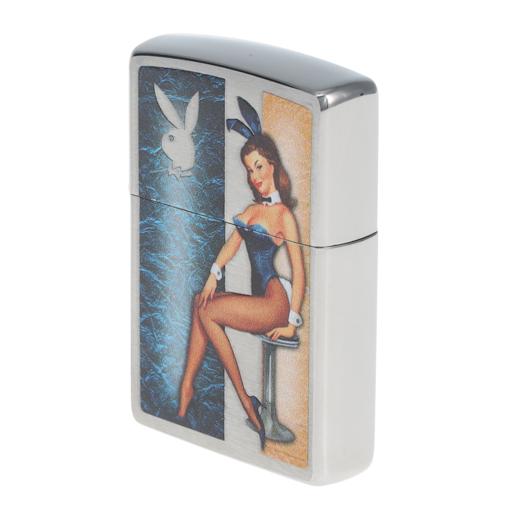 Zippo Lighter Playboy Pinup Brushed Chrome Playboy Collection ZP48374 View 3