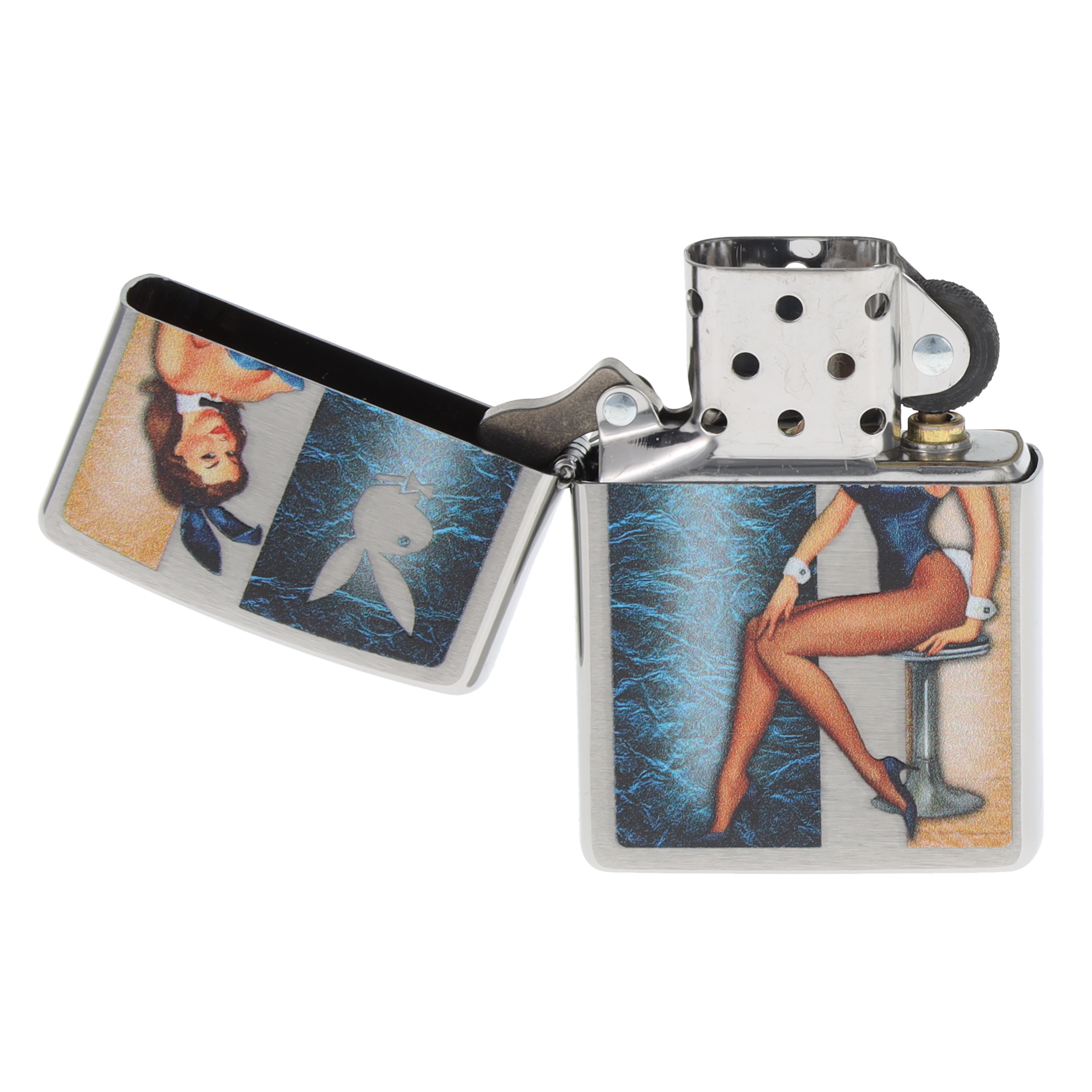 Zippo Lighter Playboy Pinup Brushed Chrome Playboy Collection ZP48374 View 9