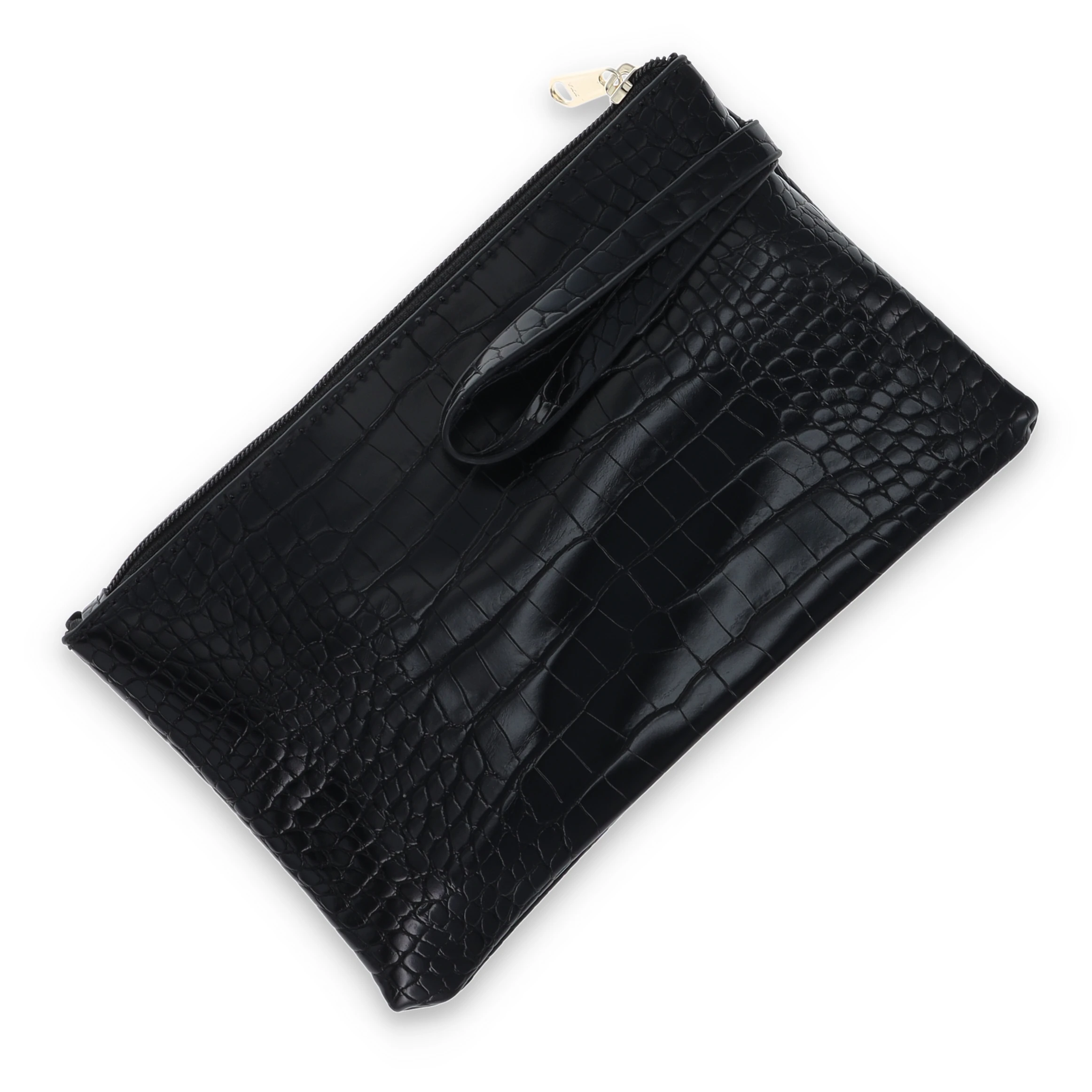 Leda's Fashions Black Crocodile Pockets Purse with Clutch LPP8231BLK View 11