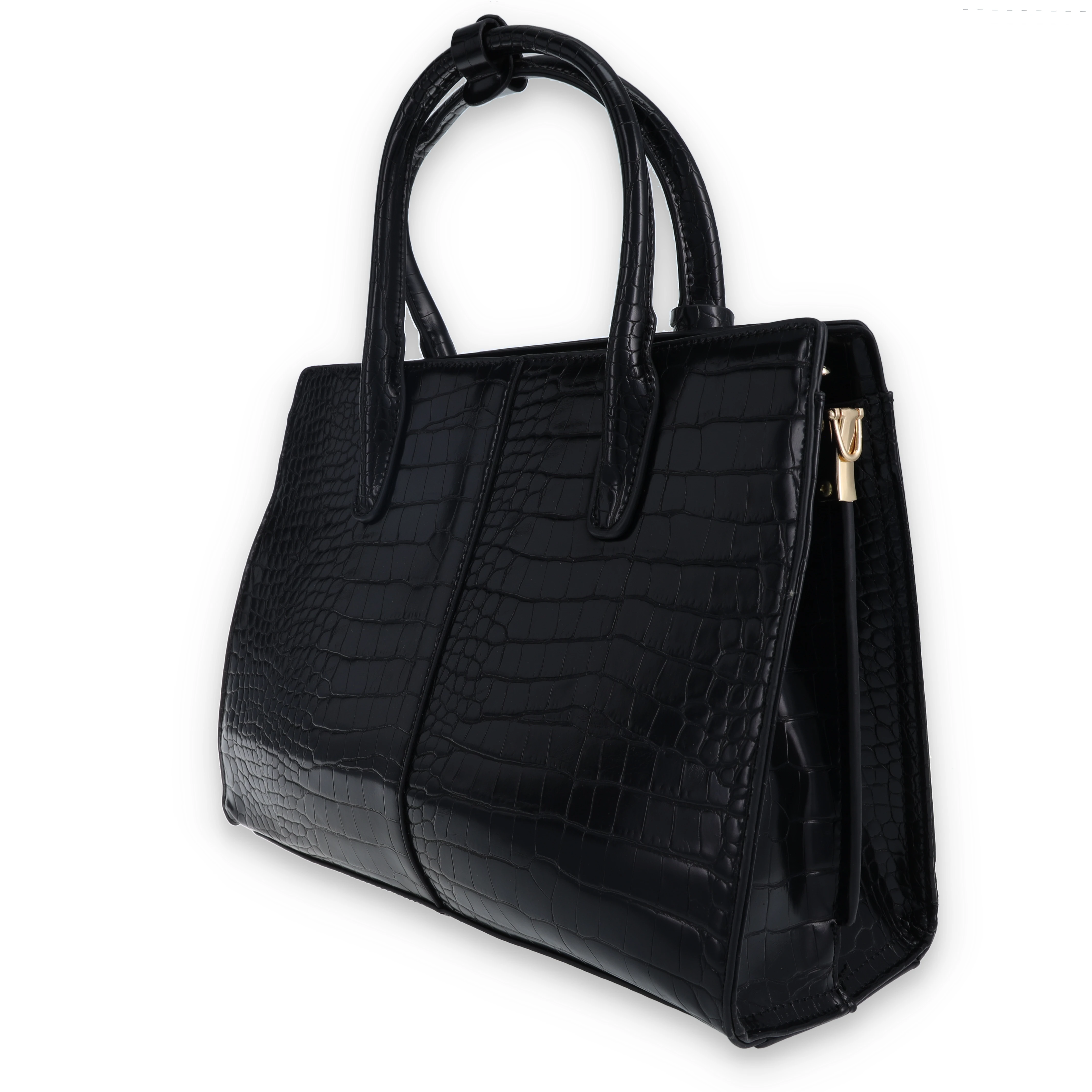 Leda's Fashions Black Crocodile Pockets Purse with Clutch LPP8231BLK View 8