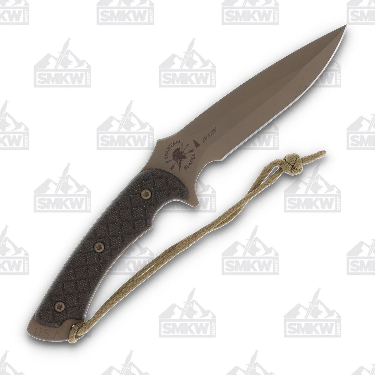 Spartan Blades Ares Fixed Blade Knife FDE S45VN/Canvas Micarta with MultiCam Sheath SB1DEGRNLMC View 1