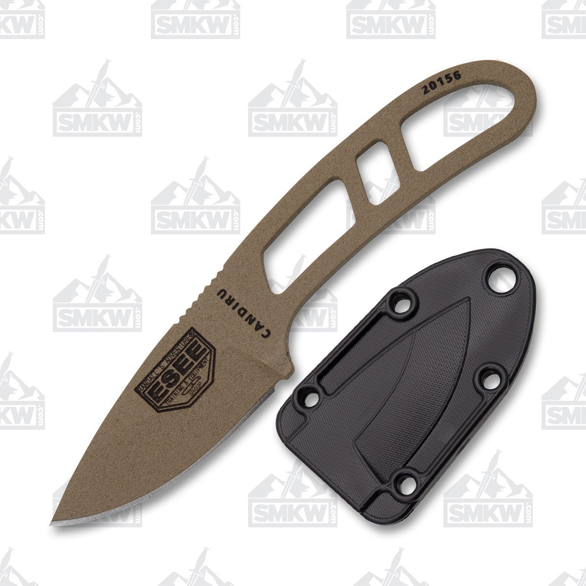 ESEE Candiru Fixed Blade 2in Plain Edge Skeletonized Dark Earth ESEECKDE View 1