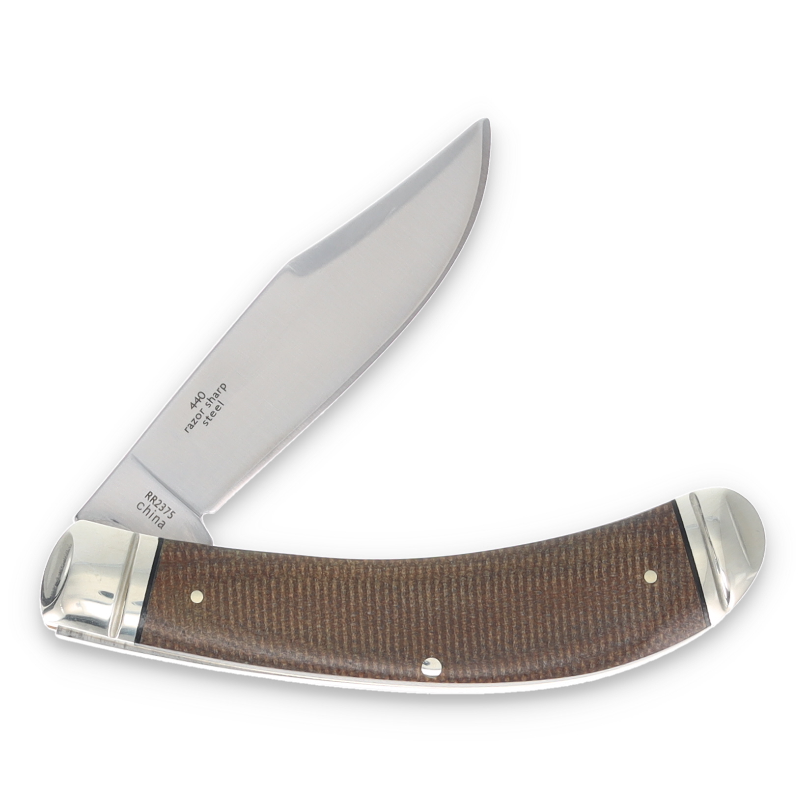 Rough Ryder Tater Skin Brown Burlap Bow Trapper Folding Knife RR2375 View 2