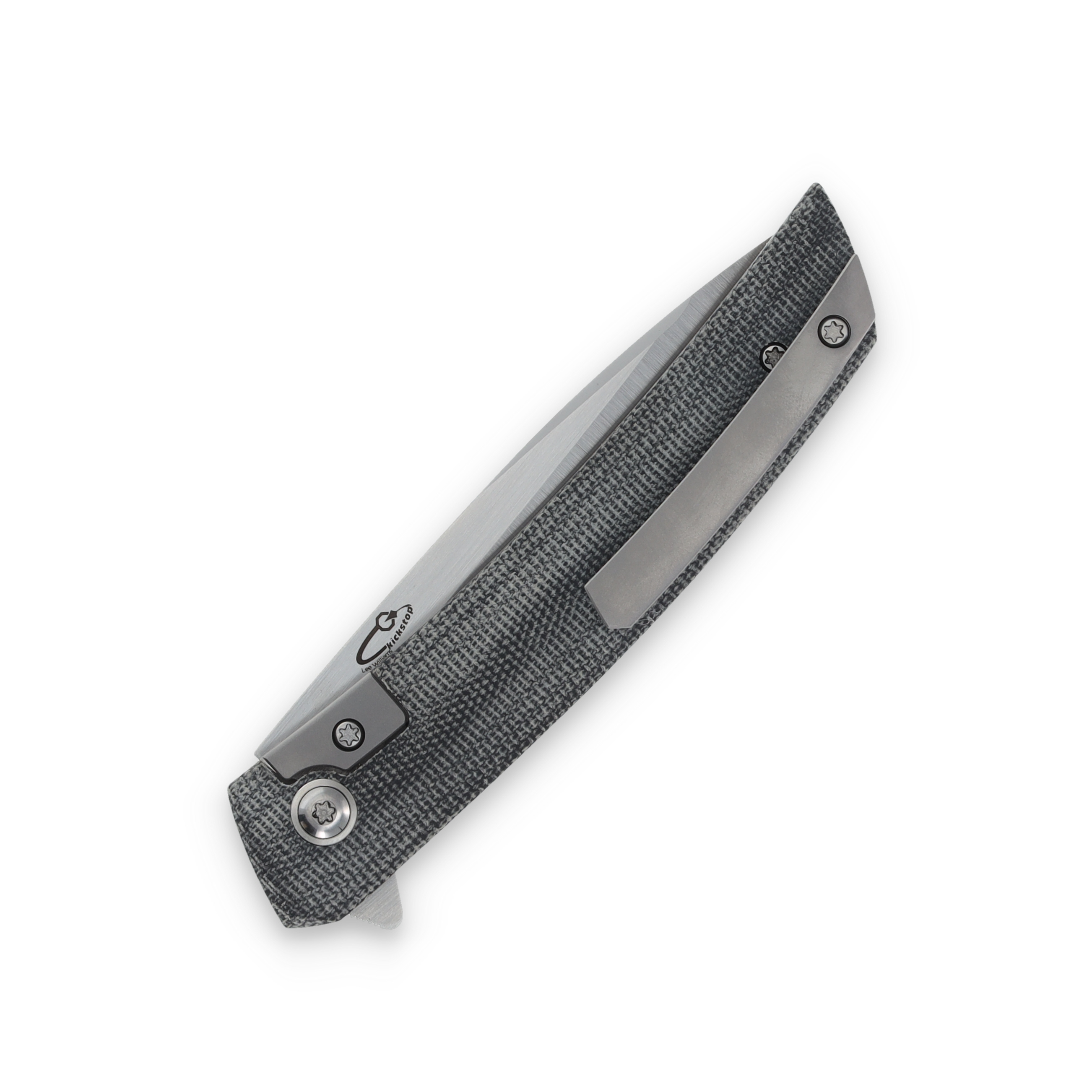 Jared Oeser F22 KickStop Folding Knife Satin M390 Black Micarta JOF22BKM1 View 3