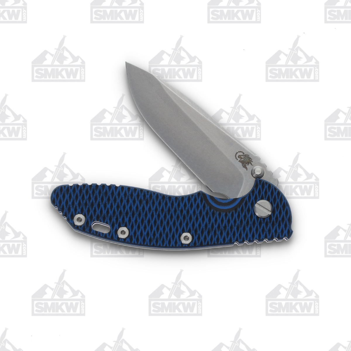 Hinderer Eklipse 3.5 Framelock Folding Knife Stonewash Spear Point S45VN Blue and Black G-10/Stonewash Blue Titanium KXM35SPEBLBLBK View 4
