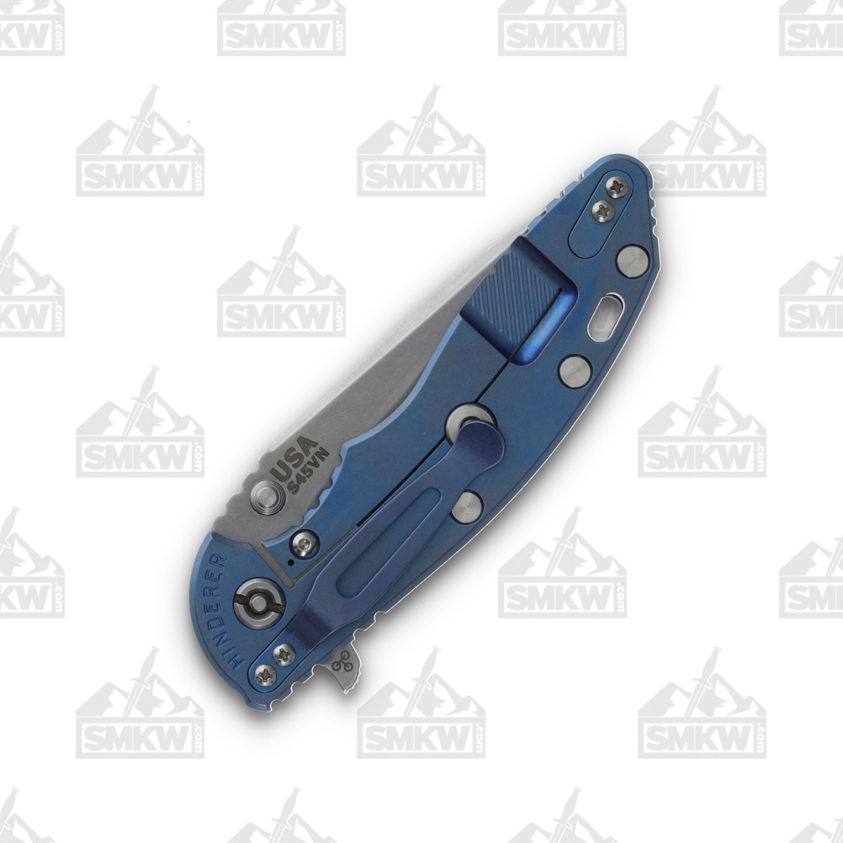 Hinderer Eklipse 3.5 Framelock Folding Knife Stonewash Spear Point S45VN Blue and Black G-10/Stonewash Blue Titanium KXM35SPEBLBLBK View 6