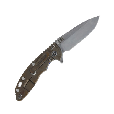 Hinderer Eklipse 3.5 Framelock Folding Knife Stonewash Spear Point S45VN Blue G-10/Bronze Titanium KXM35SPEBL View 2
