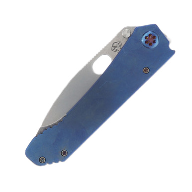 Medford 187 DP 3.75in Tumbled D2 Drop Point Blade Blue Flamed Hardware View 7