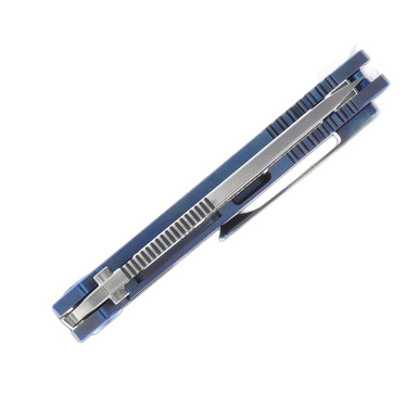 Medford 187 DP 3.75in Tumbled D2 Drop Point Blade Blue Flamed Hardware View 9