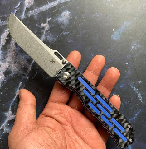Kansept Knives Reedus Folding Knife Black and Blue G10 3.5in Stonewash Blade T1041A4 View 5