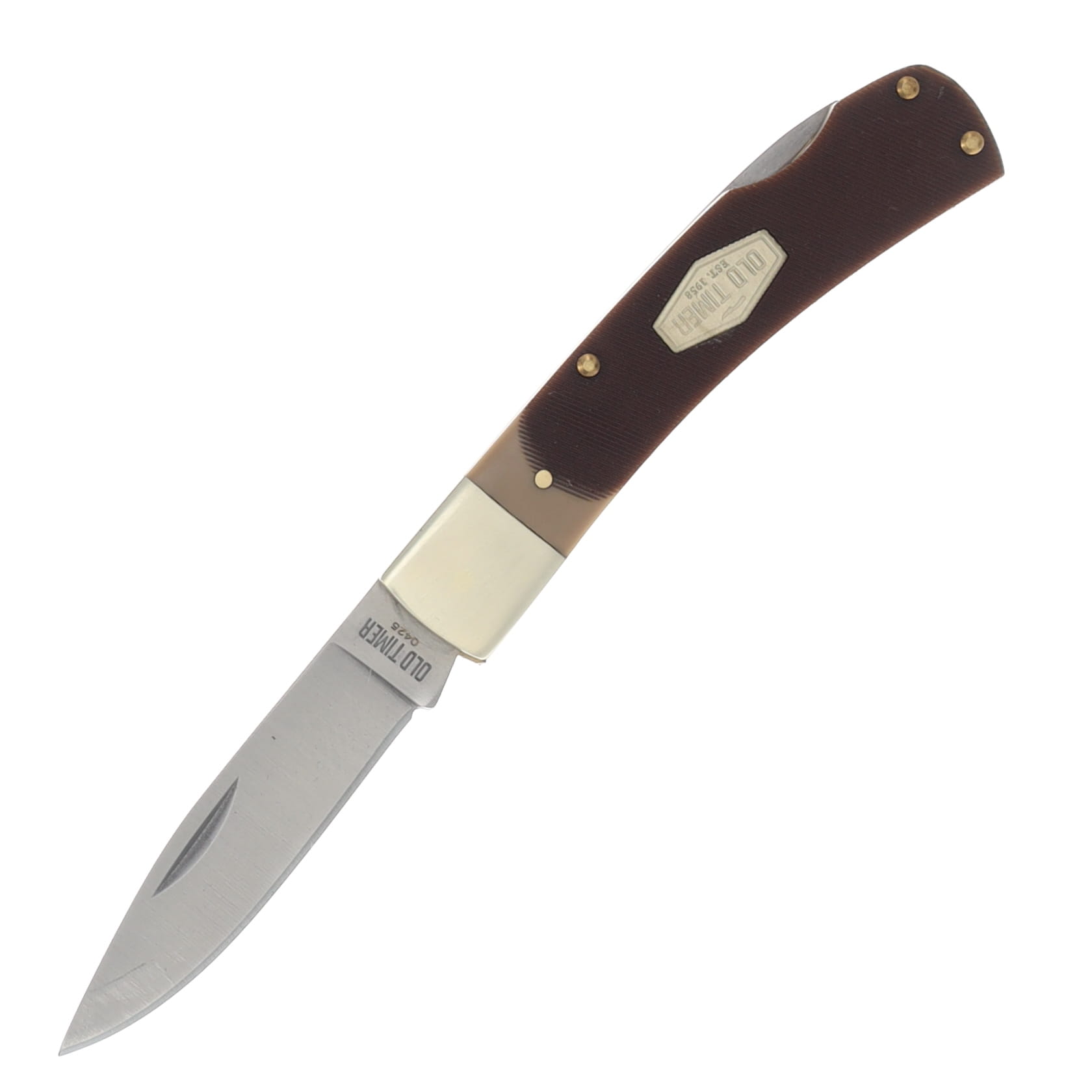 Old Timer Brown Sawcut Bruin Lockback Folding Knife SCT5 - Smoky