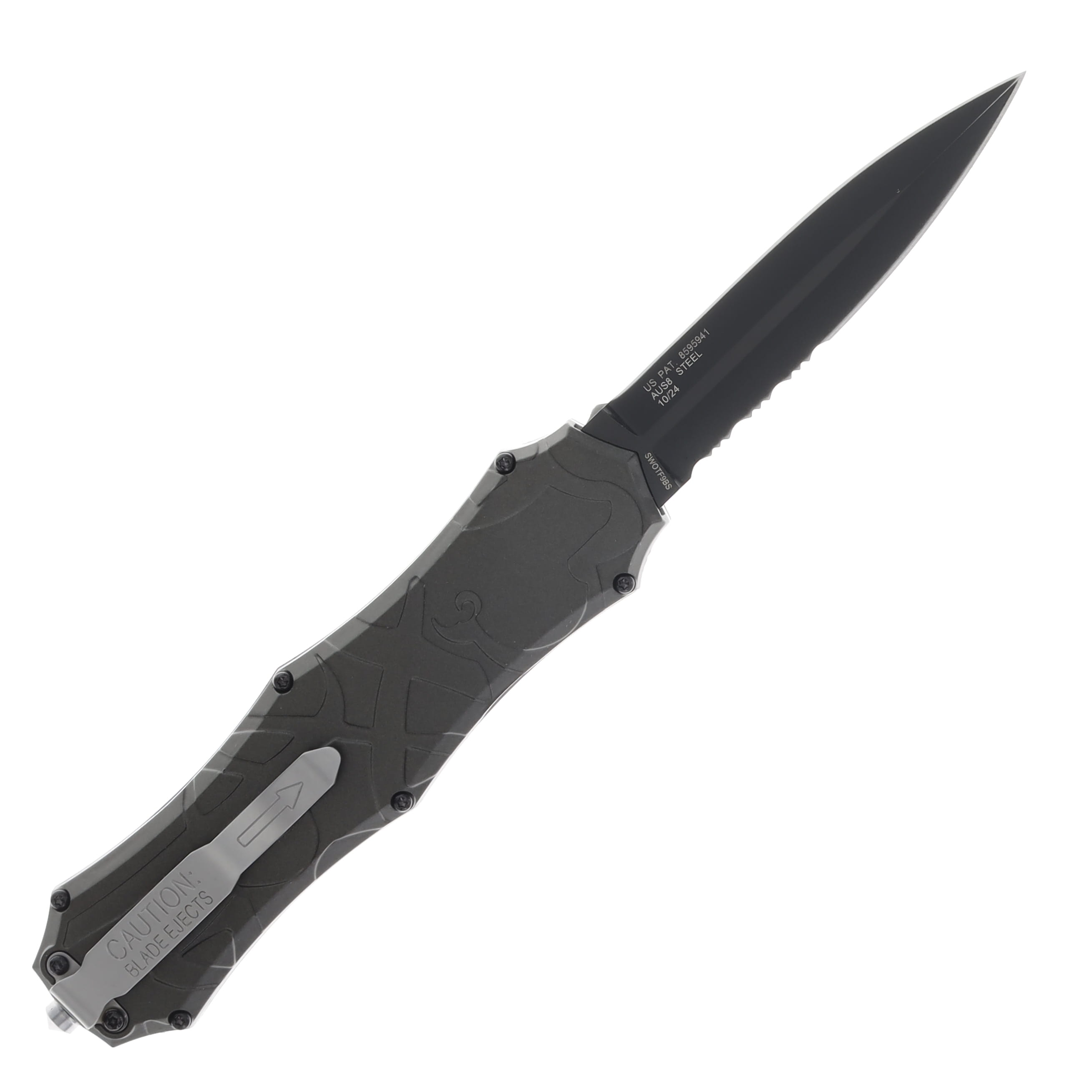 Smith & Wesson OTF Assisted Black Knife 3.6in Spear Point Serrated SWOTF9BS View 2