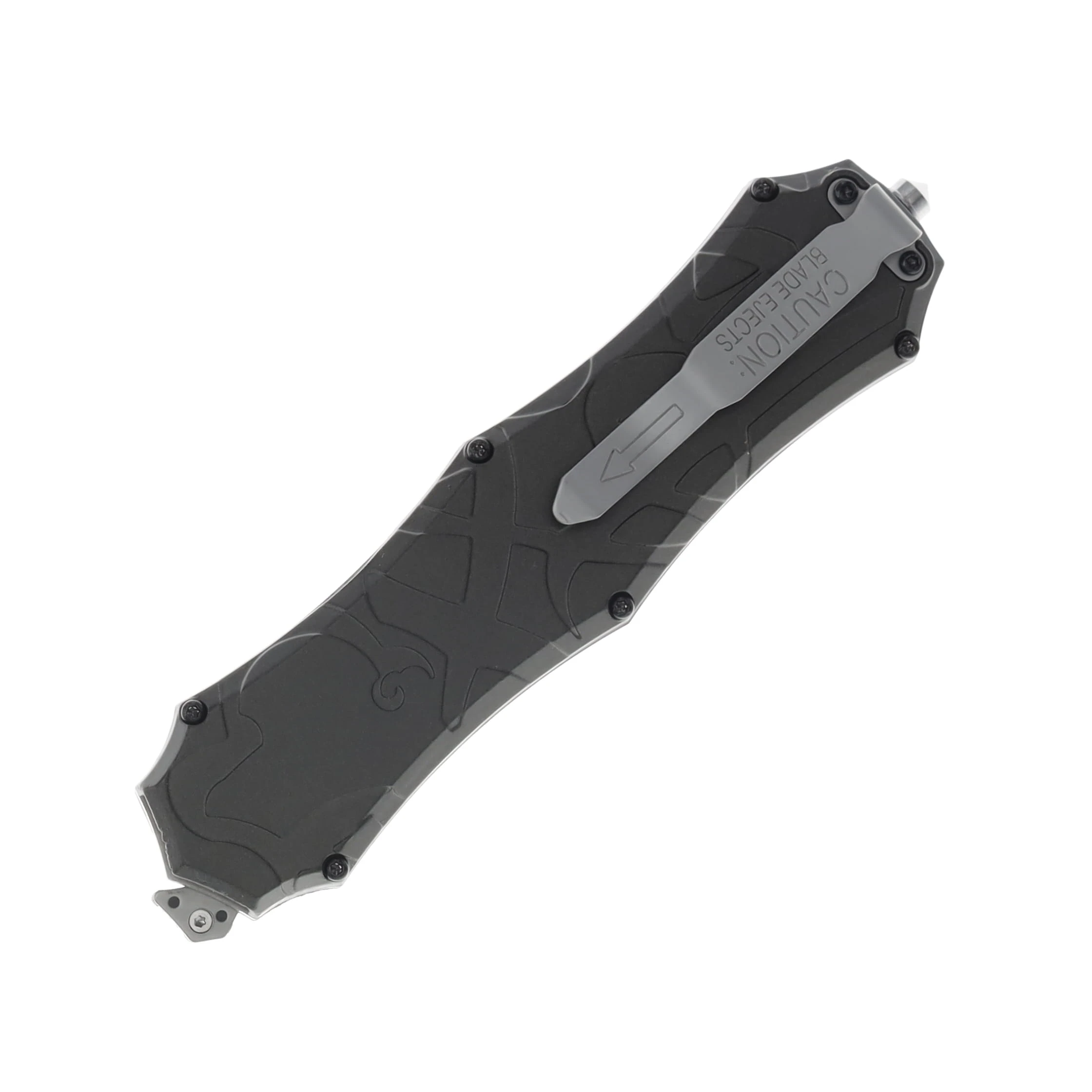 Smith & Wesson OTF Manual Folding Knife Partially Serrated Blackout Tanto SWOTF9TBS View 4