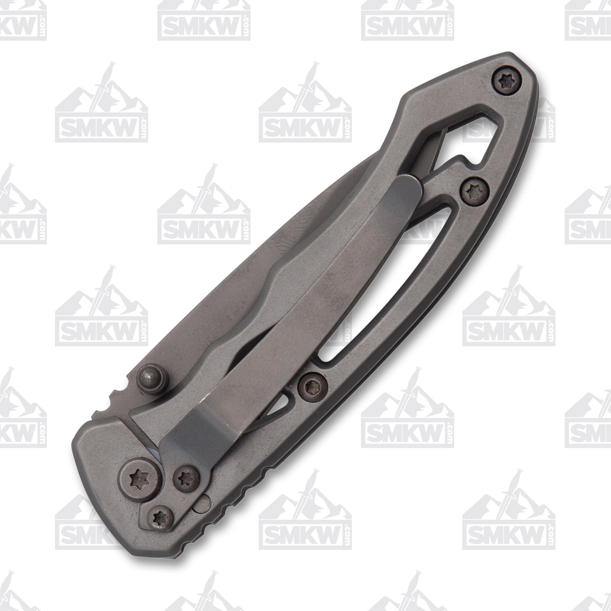 Smith & Wesson Silver Skeletonized Folding Knife 2.22in Drop Point SWCK400 View 3