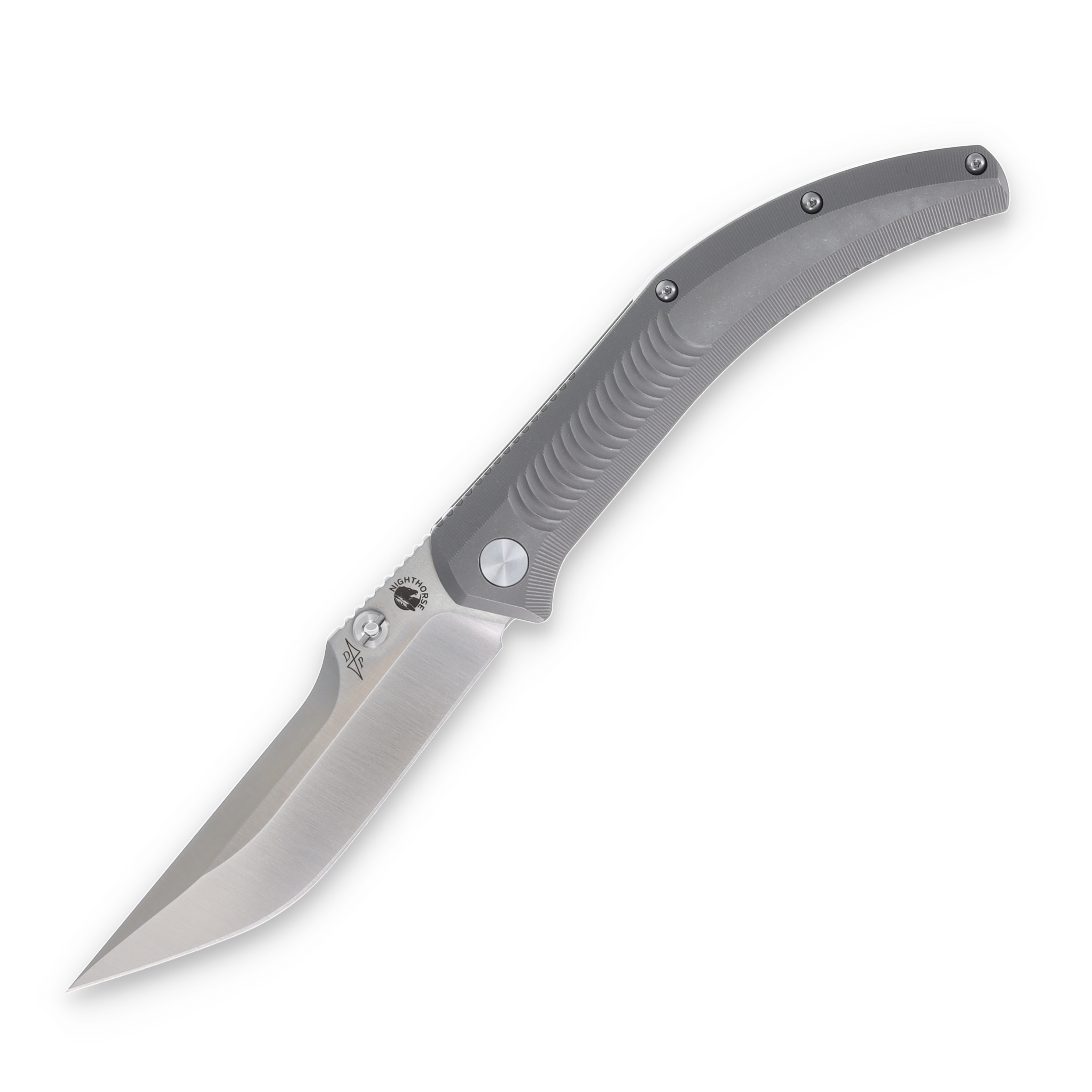 B'yond EDC Nighthorse Asymmetrical Folding Knife Natural Titanium SMKW Exclusive ASM-NH-004 View 1