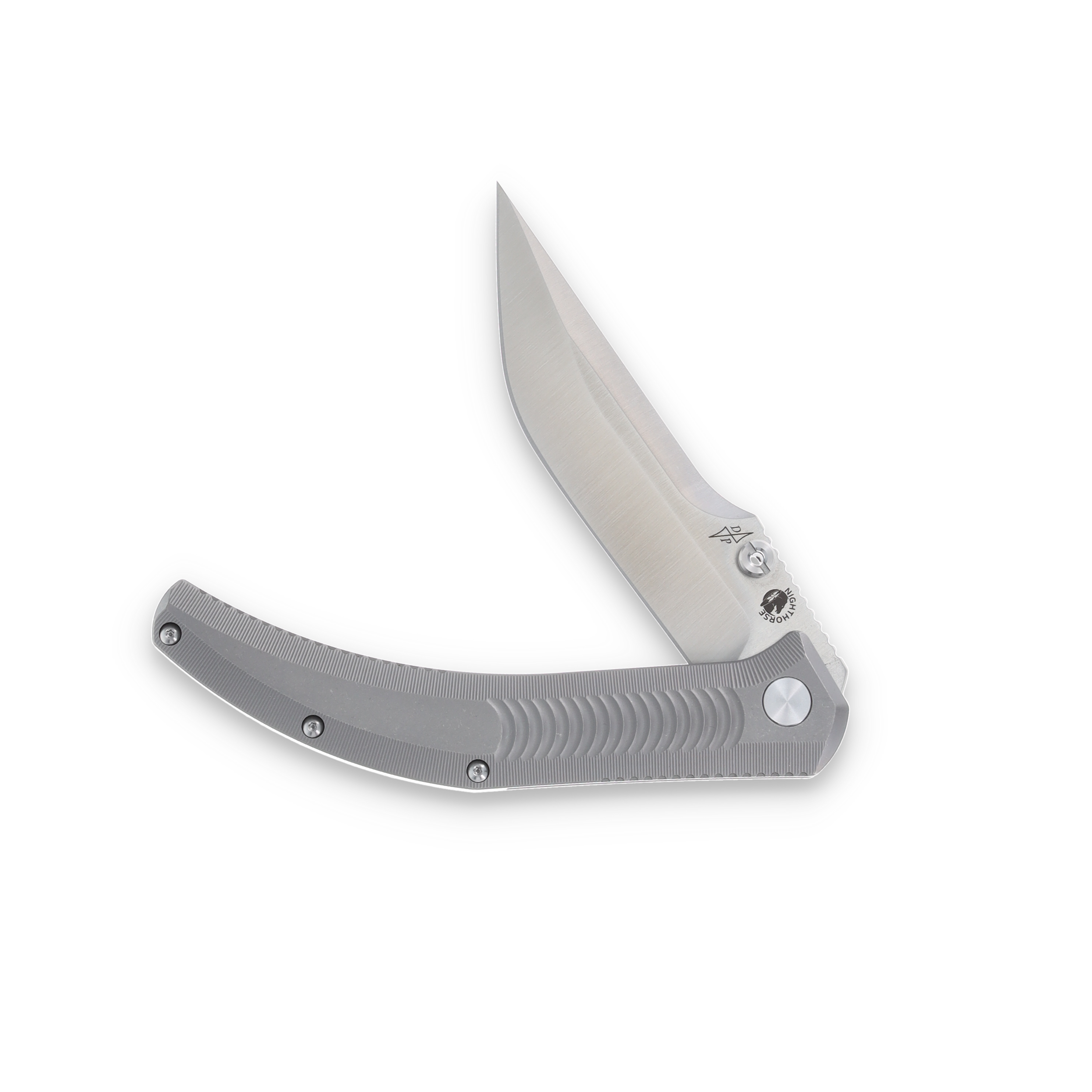 B'yond EDC Nighthorse Asymmetrical Folding Knife Natural Titanium SMKW Exclusive ASM-NH-004 View 2