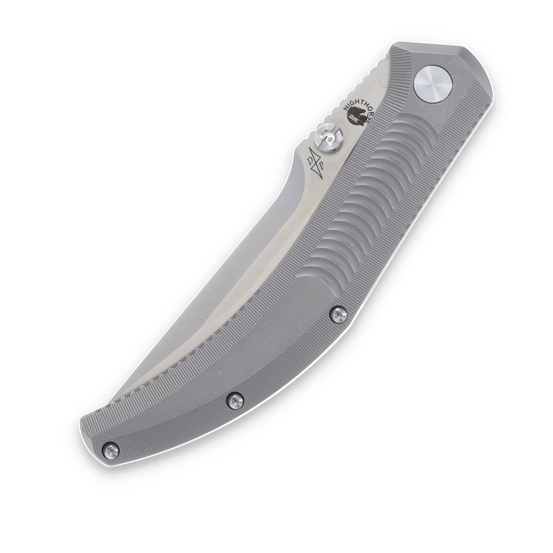B'yond EDC Nighthorse Asymmetrical Folding Knife Natural Titanium SMKW Exclusive ASM-NH-004 View 3