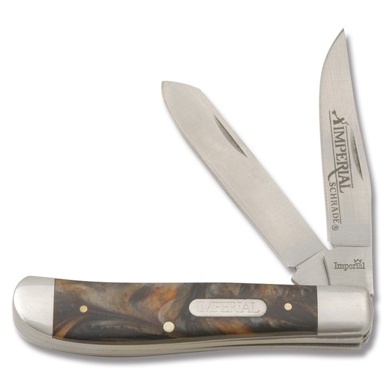 Schrade Imperial Medium Trapper Folding Knife Brown Swirl IMPT16T View 1