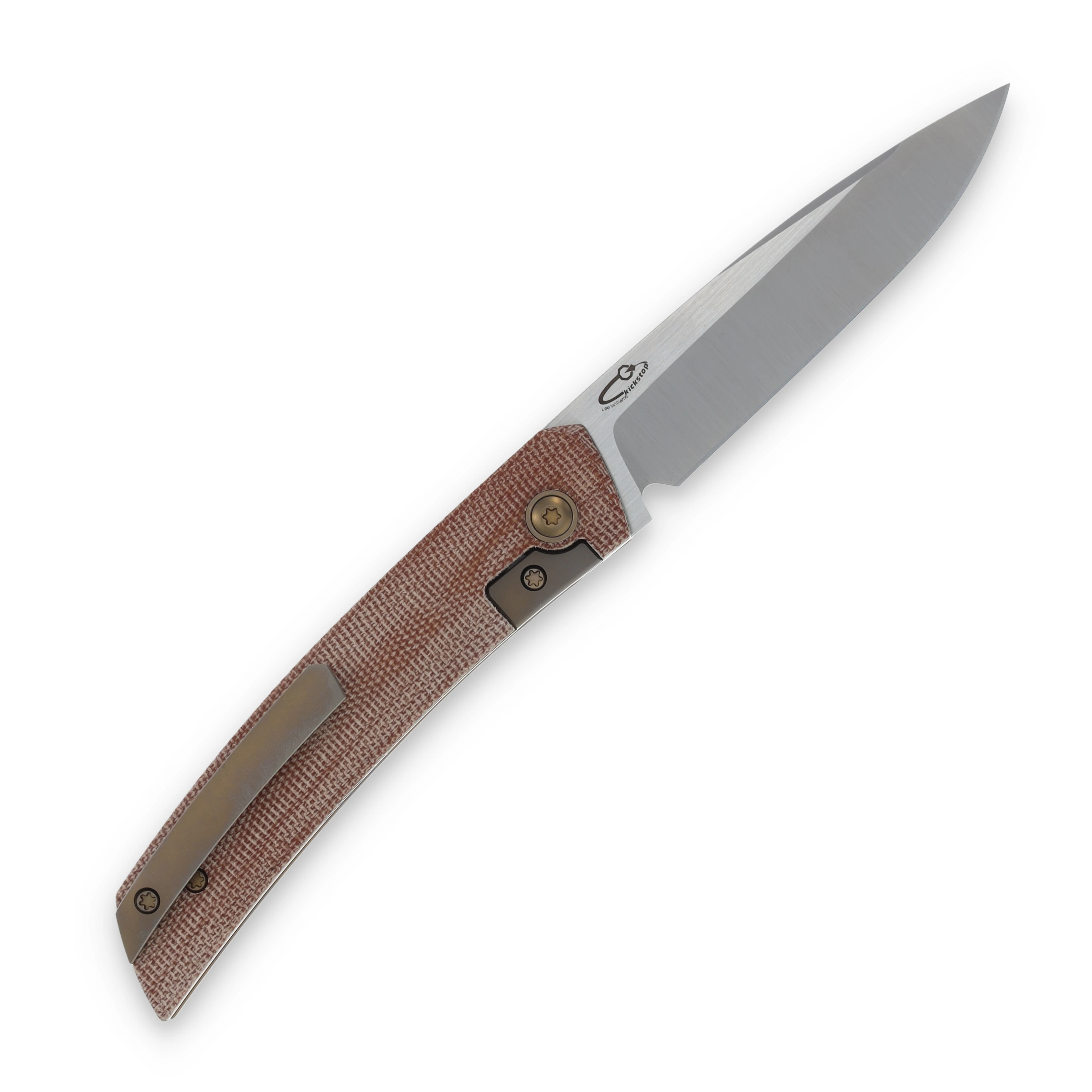 Jared Oeser F22 KickStop Folding Knife Bronze M390 Brown Micarta JOF22BNM3 View 2