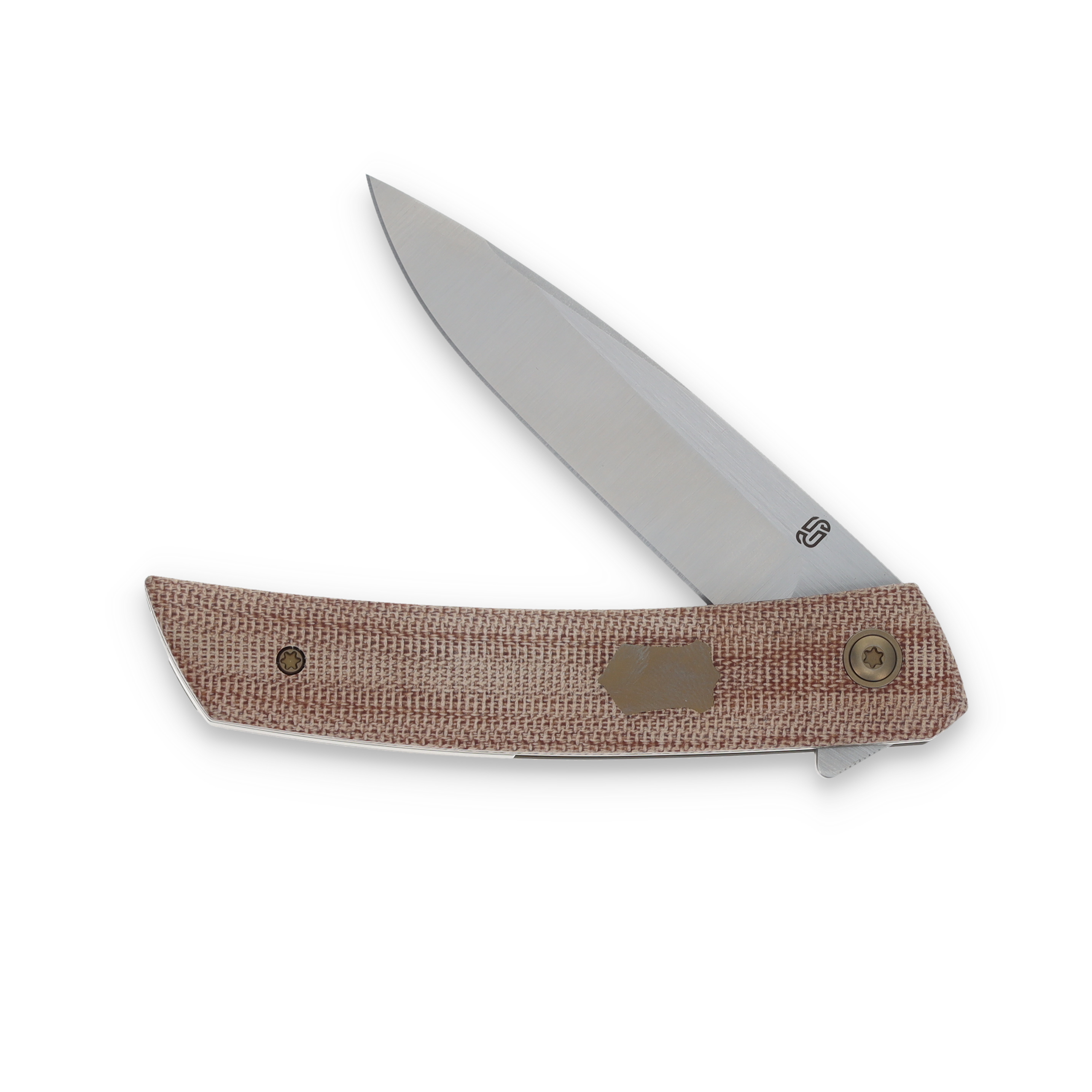 Jared Oeser F22 KickStop Folding Knife Bronze M390 Brown Micarta JOF22BNM3 View 4