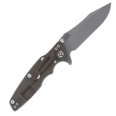Hinderer Eklipse 3.5 Framelock Folding Knife Stonewash Spear Point S45VN FDE G-10/Bronze Titanium KEK35SPEFDE View 2