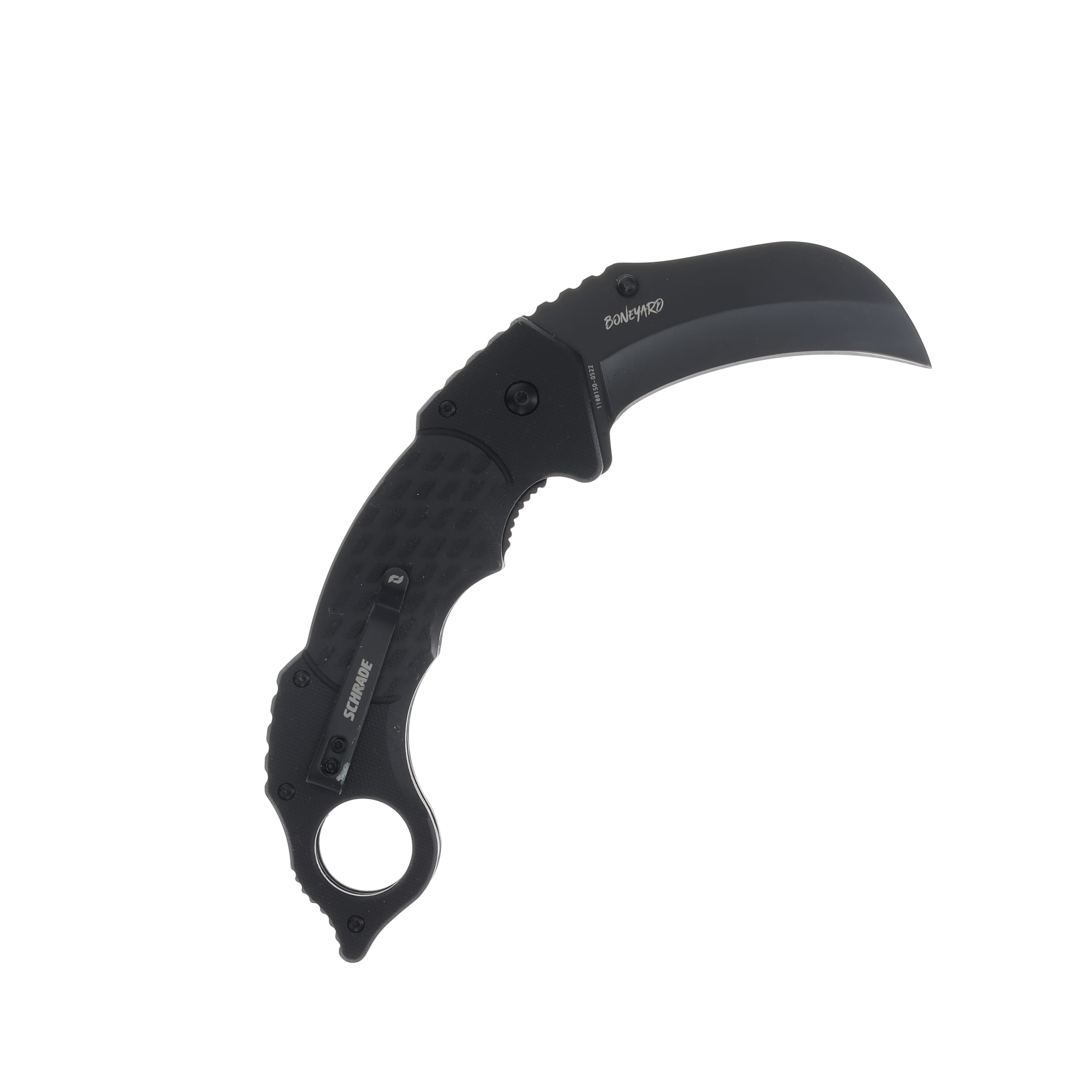 Schrade Boneyard Folding Knife 2.75 Inch Plain Black Oxide Hawkbill 1182502 View 2