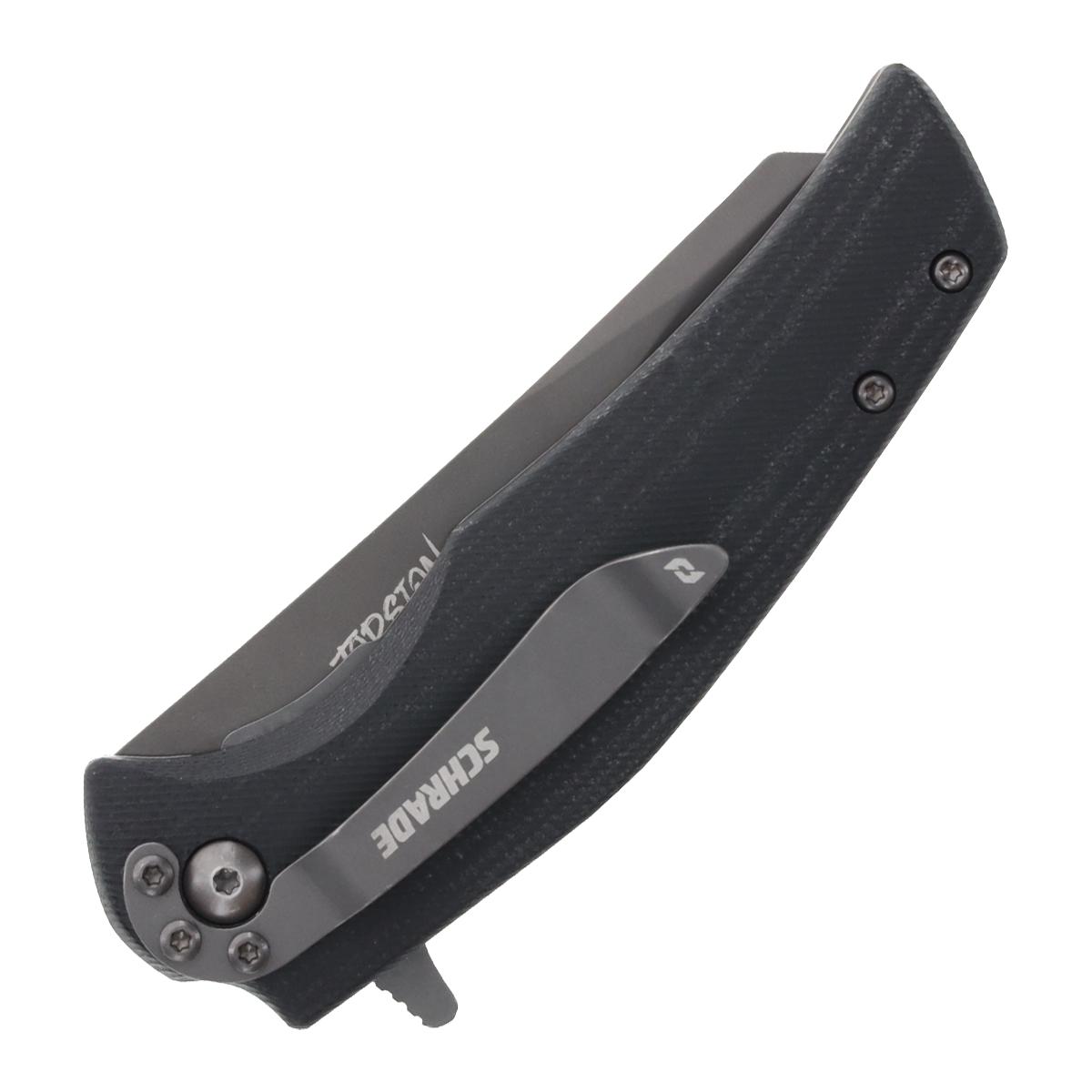 Schrade Torsion Folding Knife 3.25 Inch Plain Black TiNi Reverse Tanto 1182622 View 2