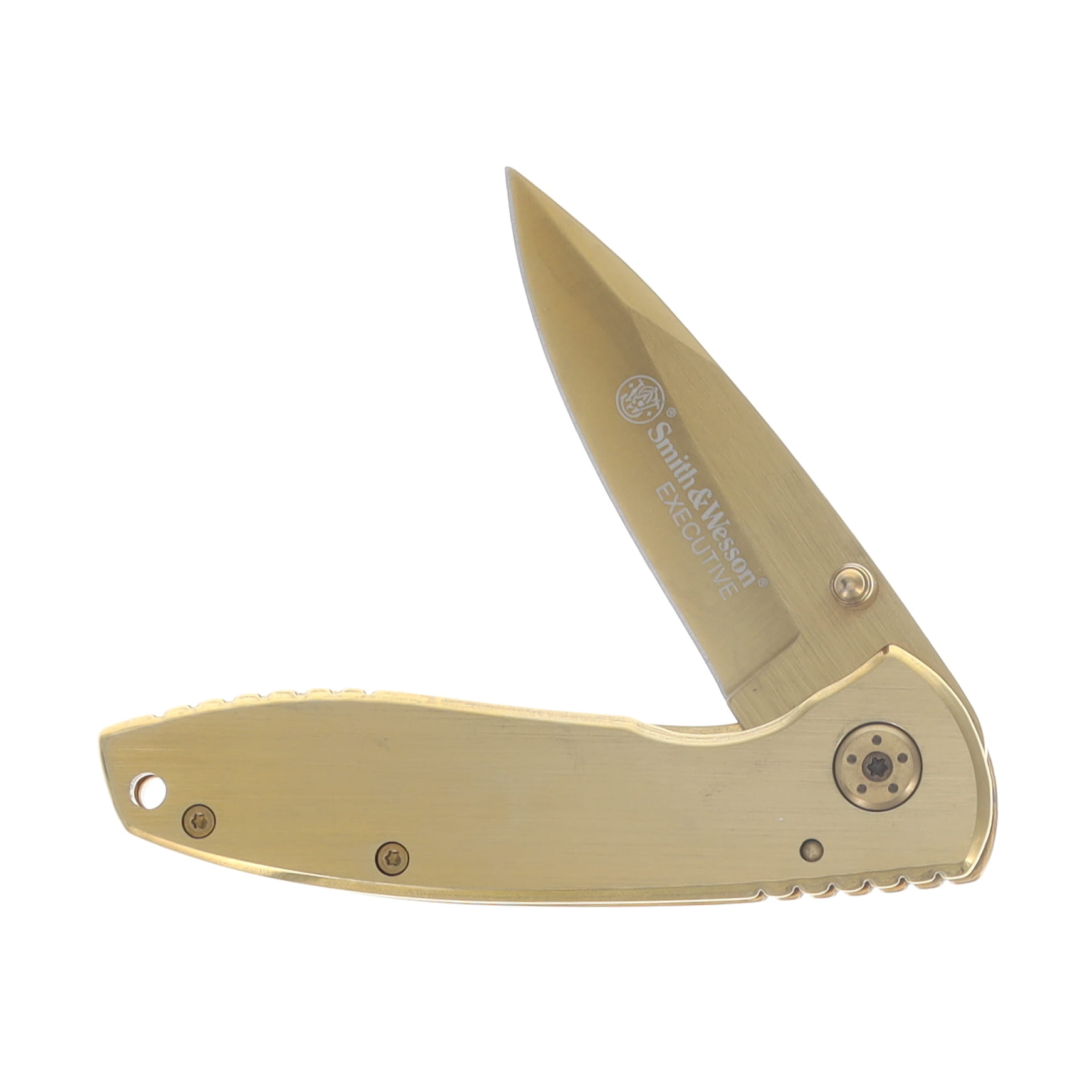 Smith & Wesson Brushed Gold Executive Framelock Folding Knife SWCK110GL View 3