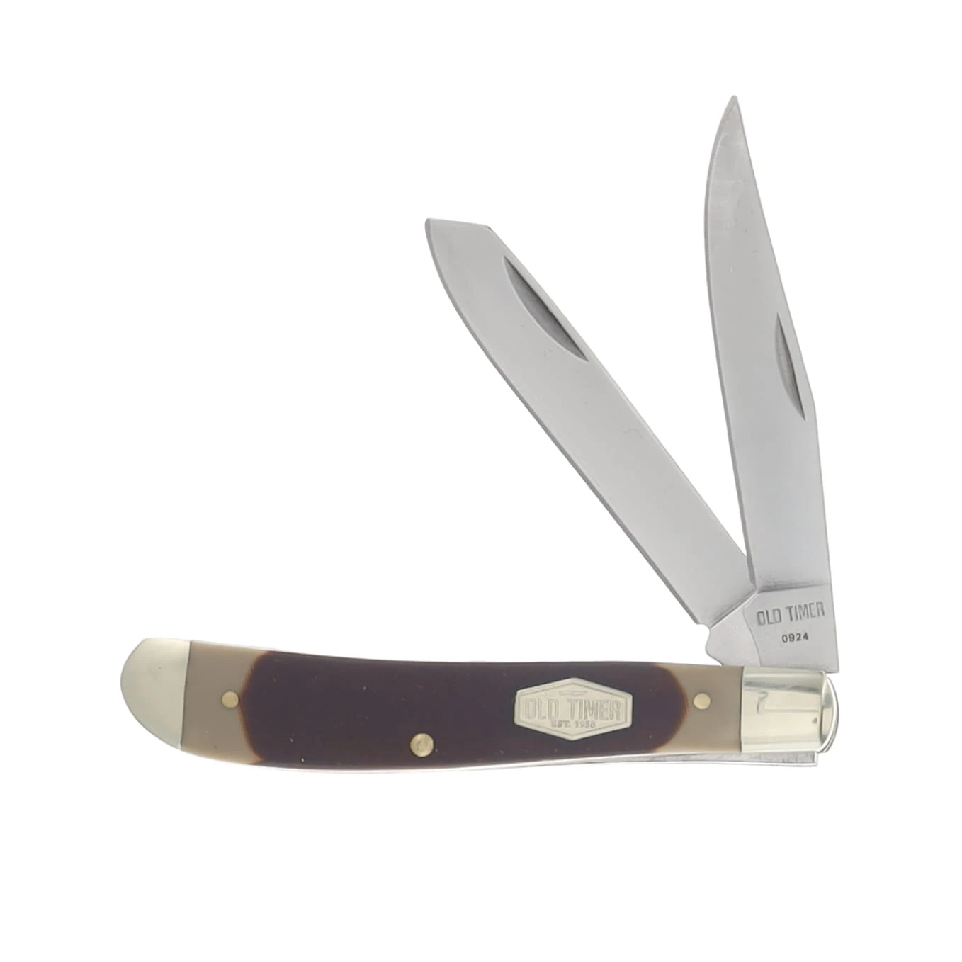 Old Timer Brown Sawcut Trapper Folding Knife SCT94 View 1