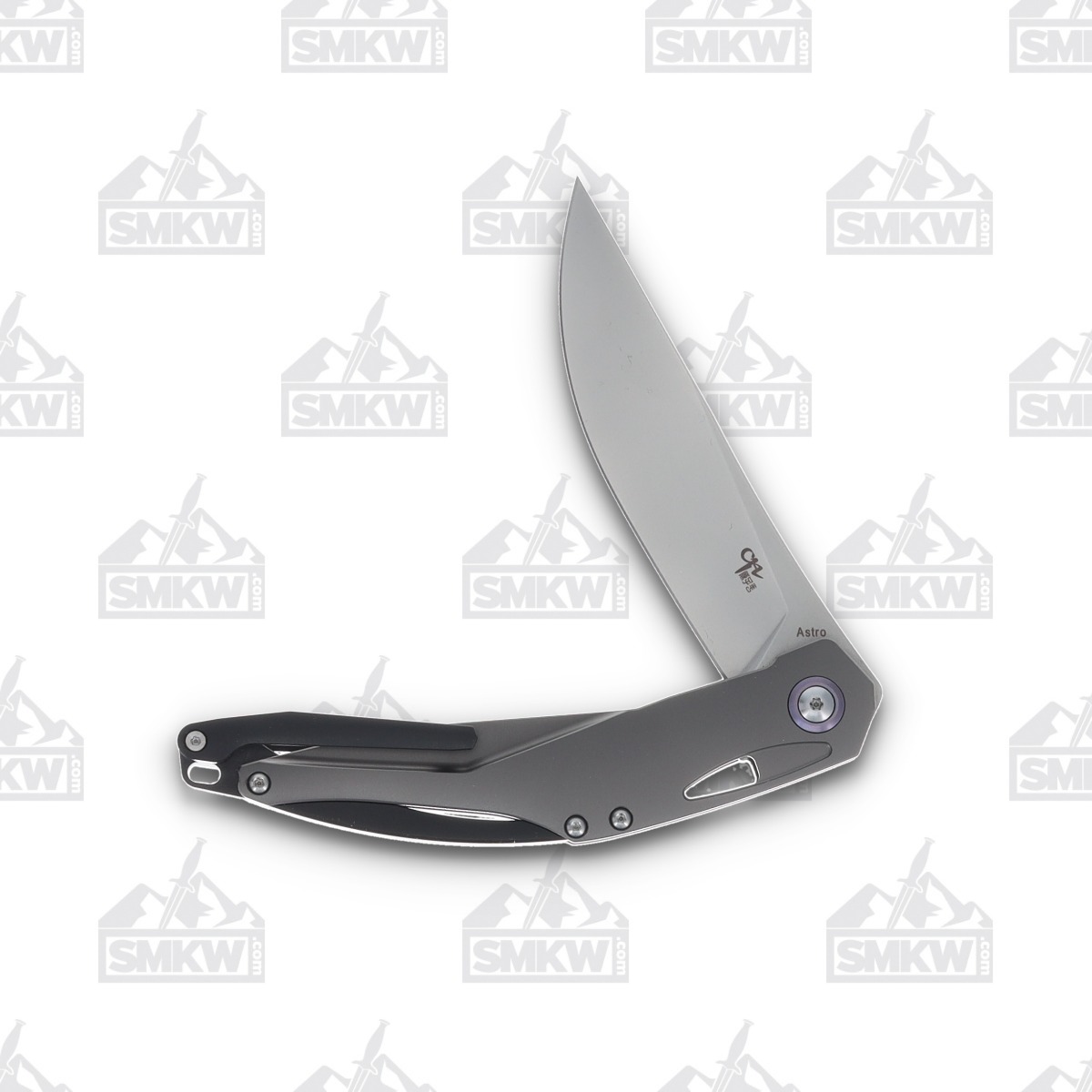 CH Knife Astro Folding Knife Gray Titanium 3.75In Bead Blasted Blade CHASG View 3
