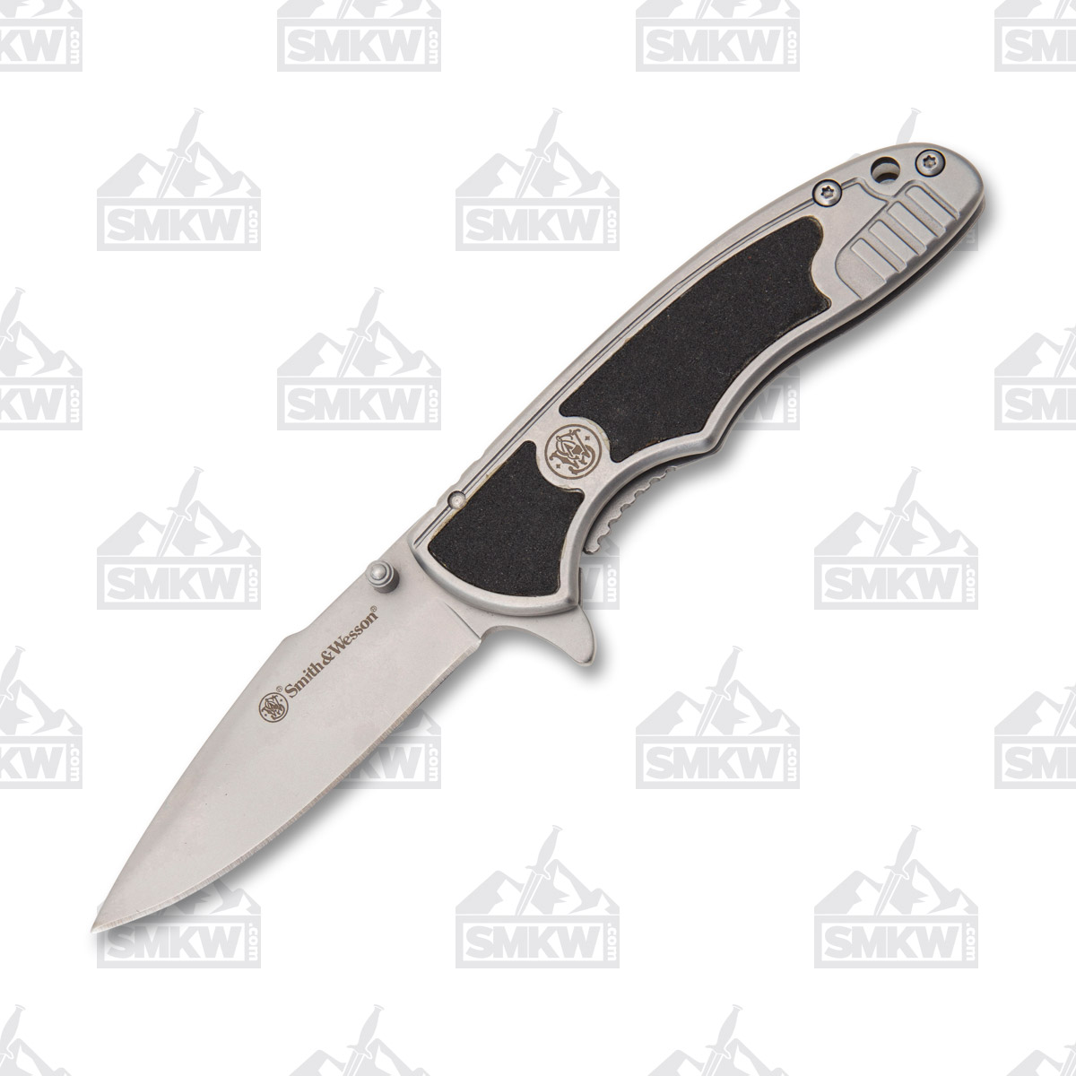 Smith & Wesson SW1100 Silver and Black Folding Knife 2.75in Drop Point 1084306 View 2