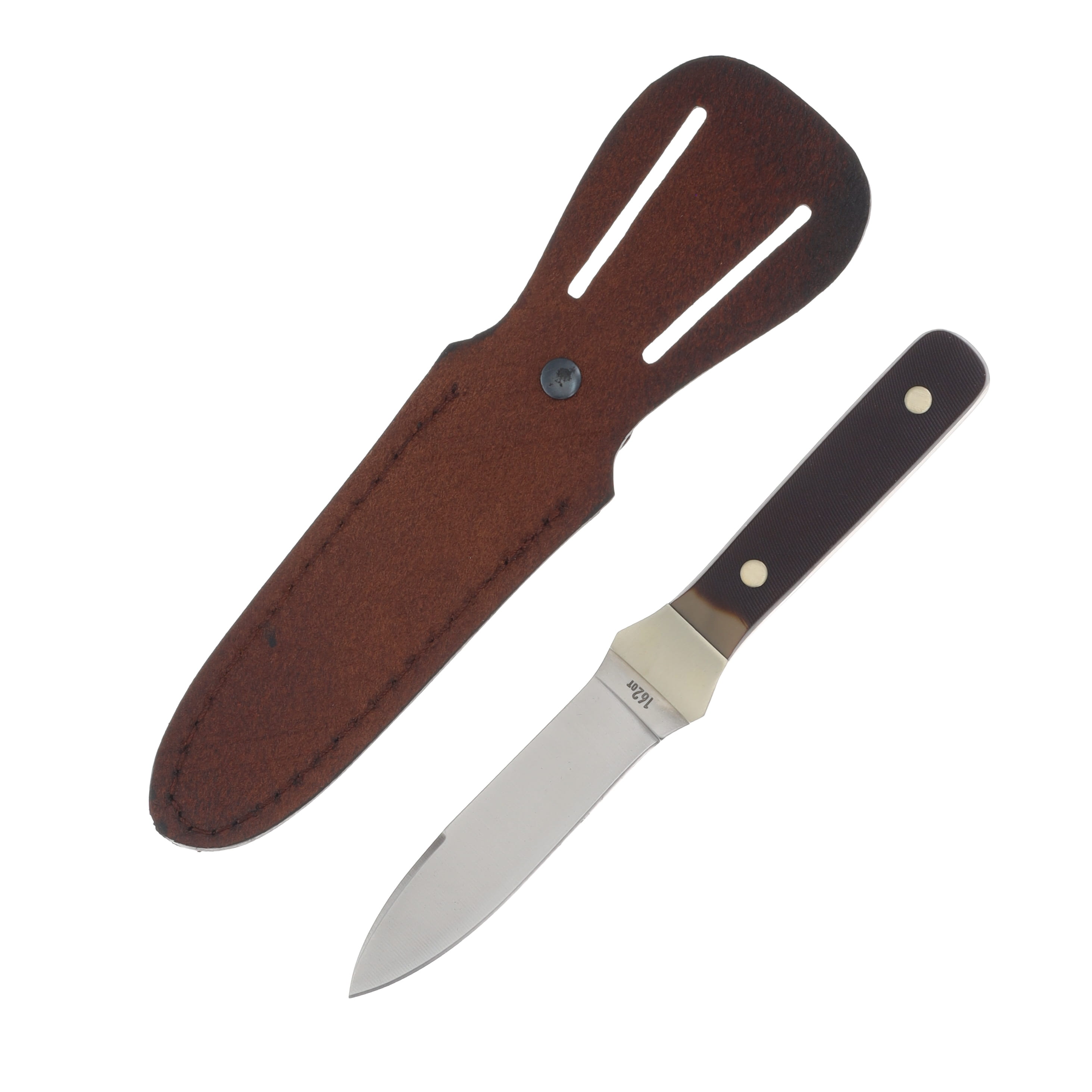 Old Timer Boot Knife Brown Sawcut 3.75 Inch Plain Satin Spear Point SCT162OT View 2