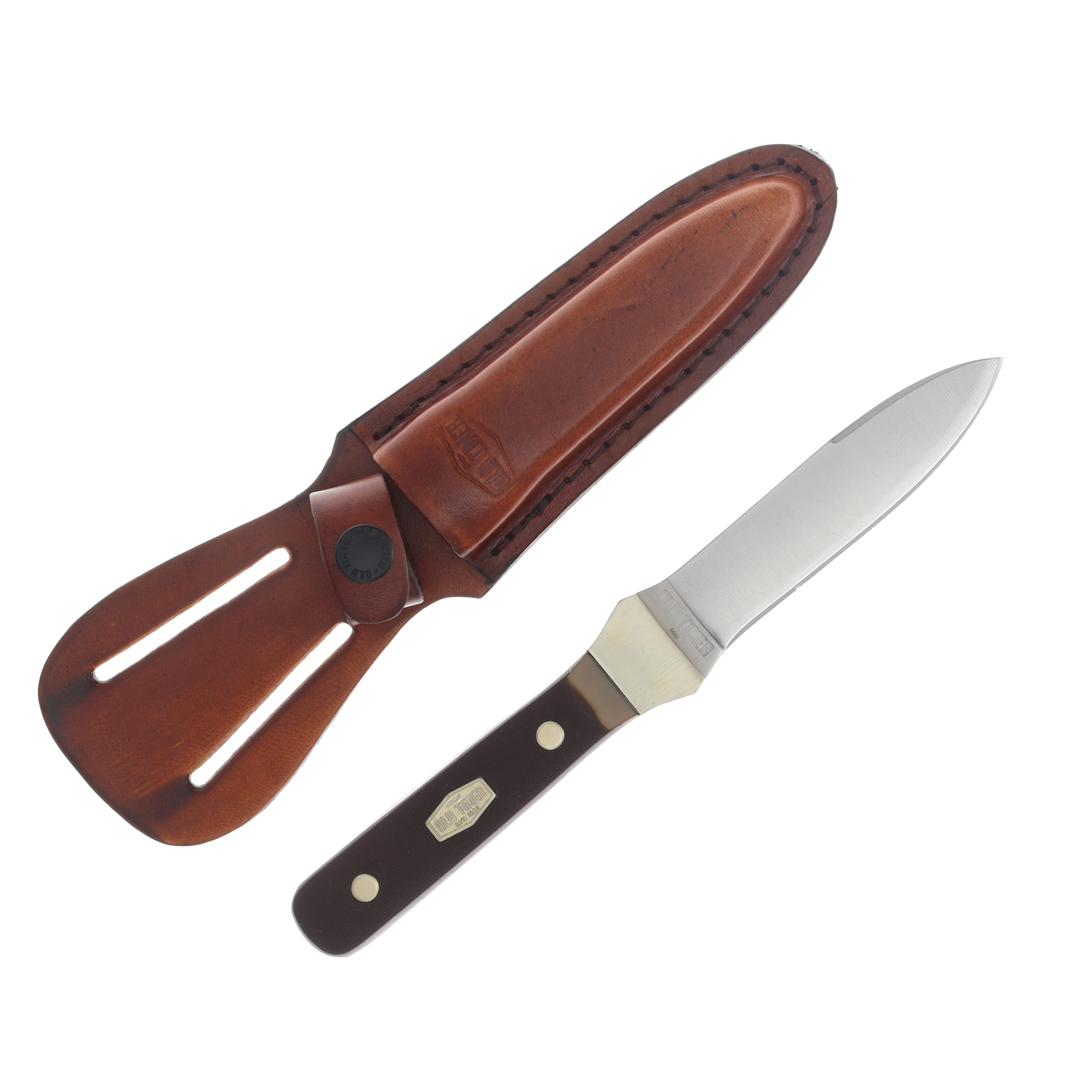 Old Timer Boot Knife Brown Sawcut 3.75 Inch Plain Satin Spear Point SCT162OT View 1