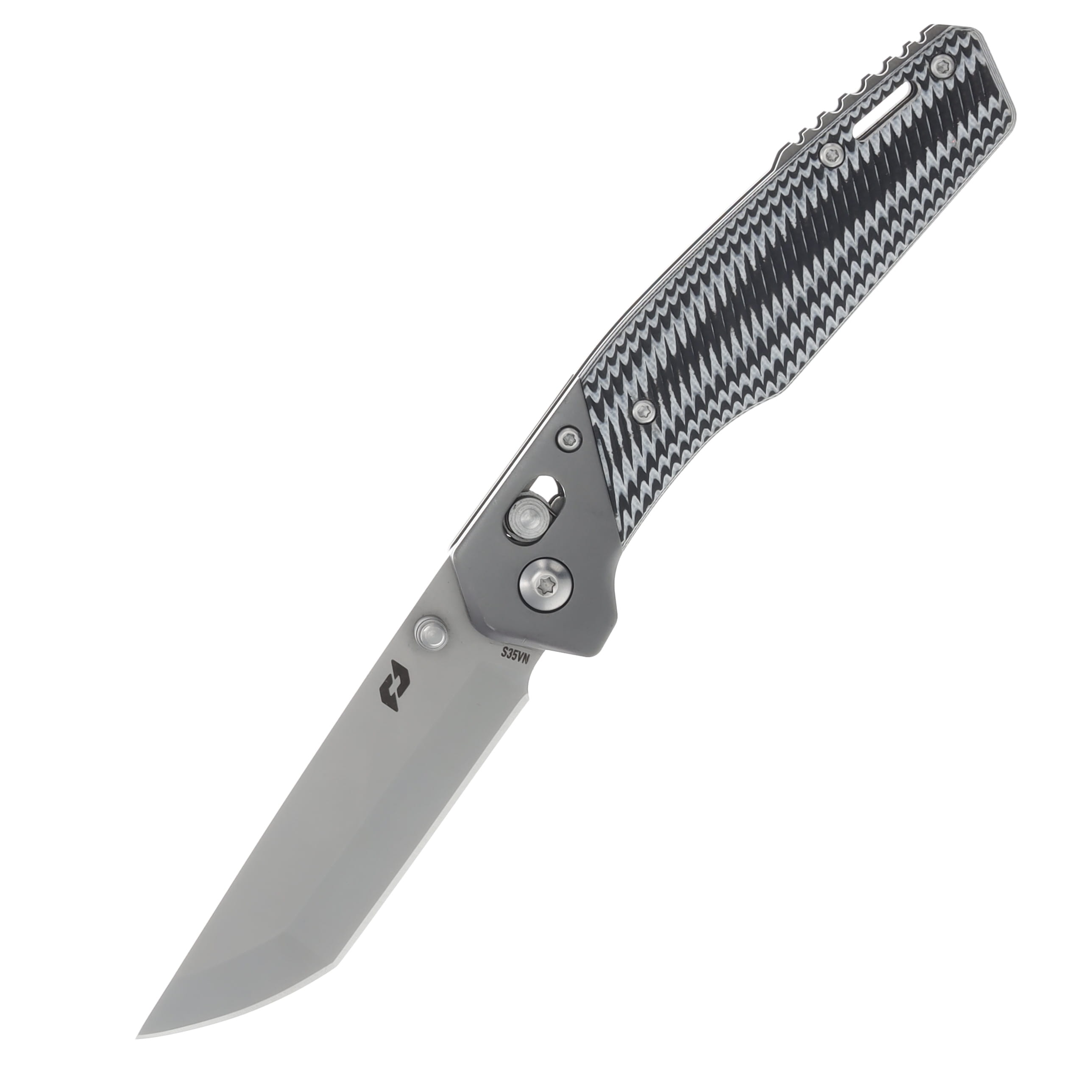 Schrade Alpha Class Truix White - Black 3.5in Plain Bead Blasted Tanto 1136250 View 1