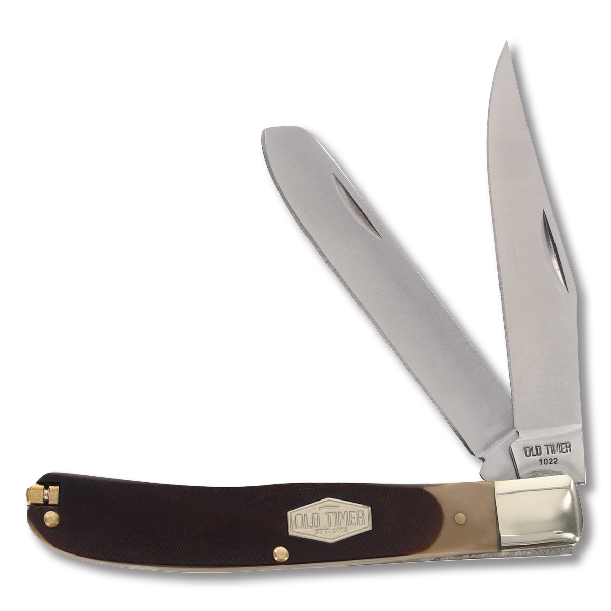Old Timer Bearhead Trapper Folding Knife Brown Sawcut SCT96 View 1