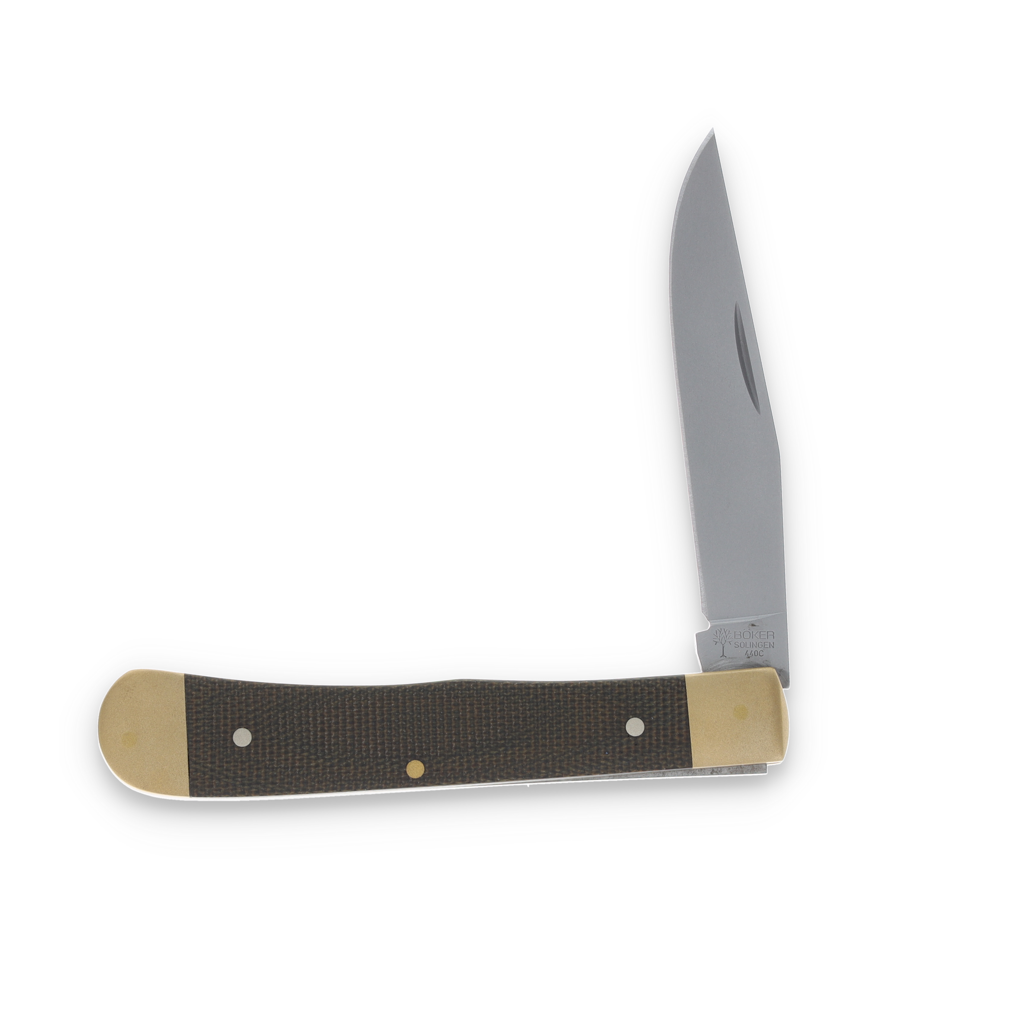 Boker SMKW Exclusive Brown Canvas Micarta Single Blade Trapper BK111521 View 1
