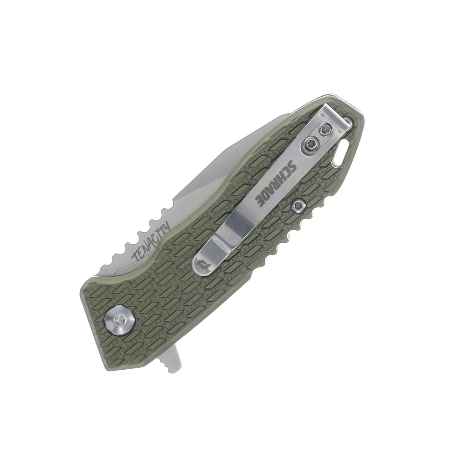 Schrade Tenacity Linerlock Folding Knife Satin Modified Drop Point/Green Aluminum 1159317 View 5