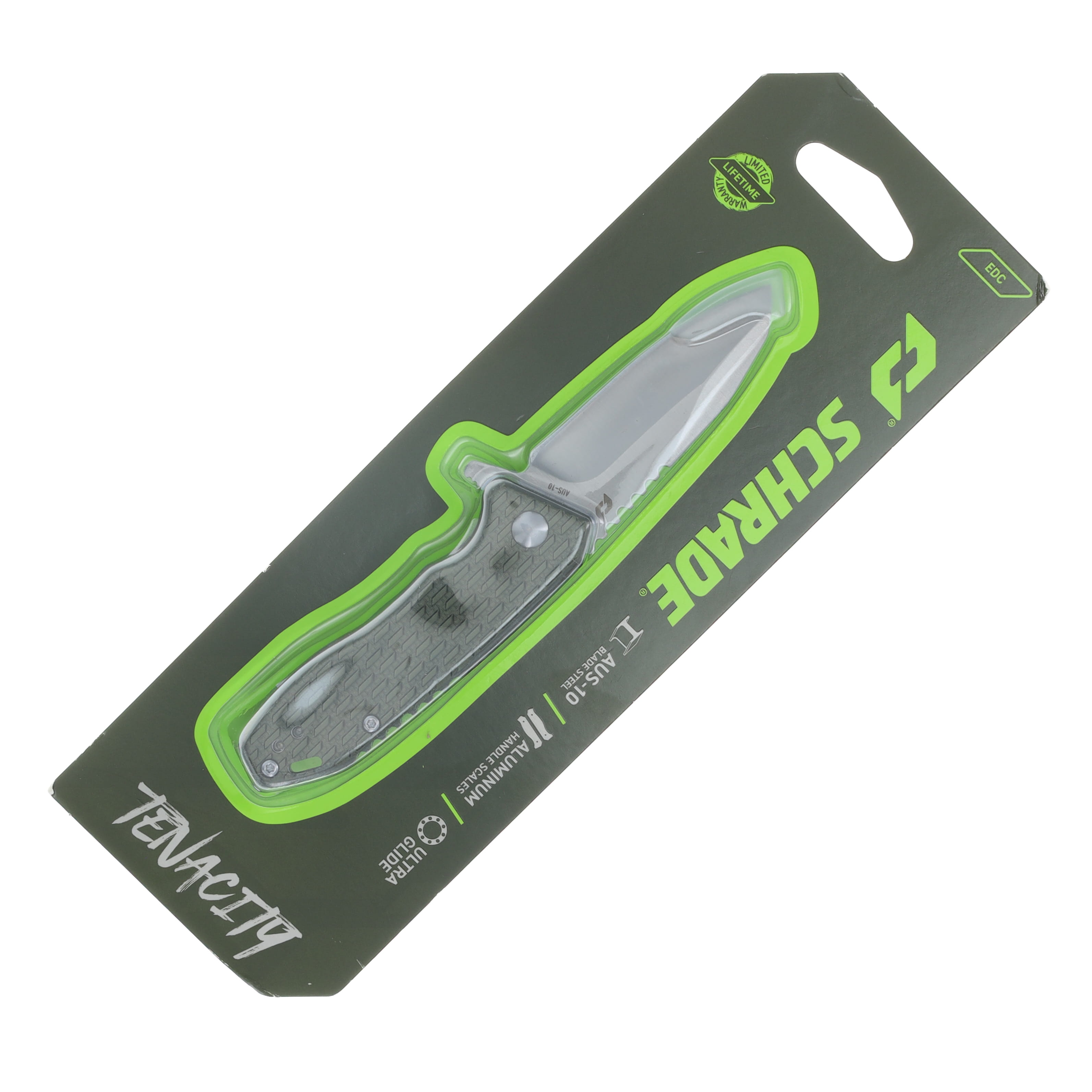 Schrade Tenacity Linerlock Folding Knife Satin Modified Drop Point/Green Aluminum 1159317 View 7