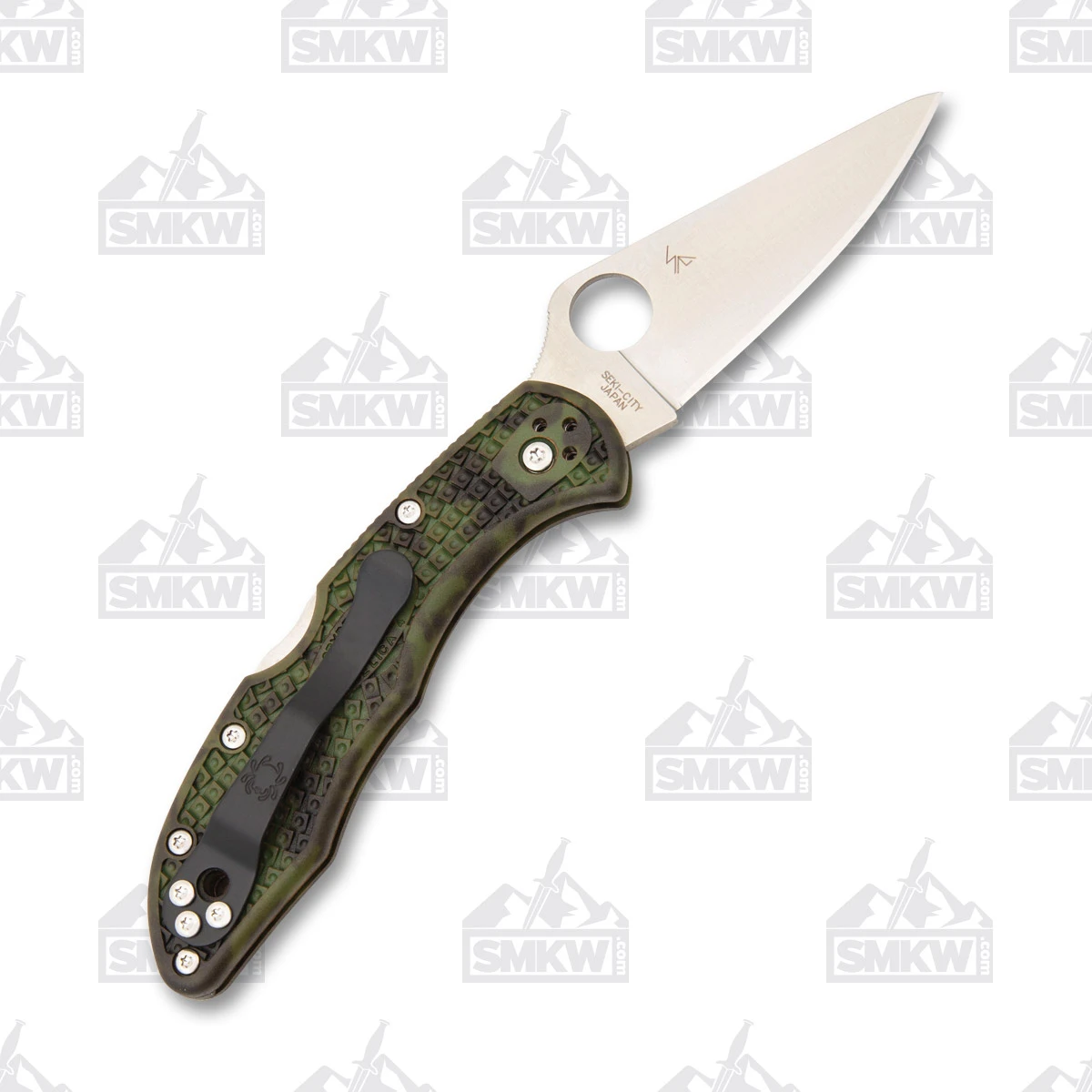 Spyderco Delica 4 Zome Green 2.9in Plain Satin Clip Point SPC11ZFPGR View 3