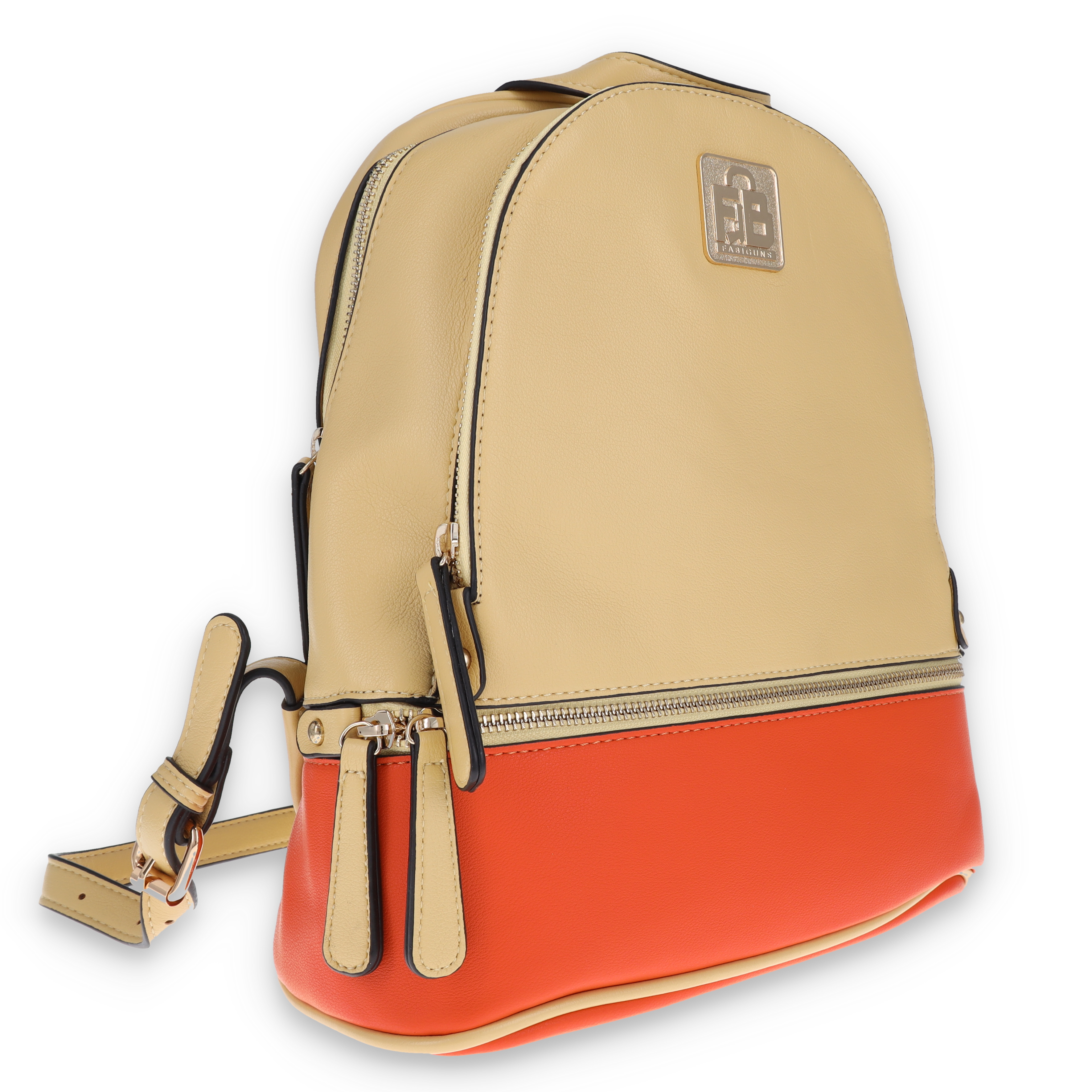Fabigun Concealed Carry Backpack Beige Orange Combo Leather FABL82002ORG View 9
