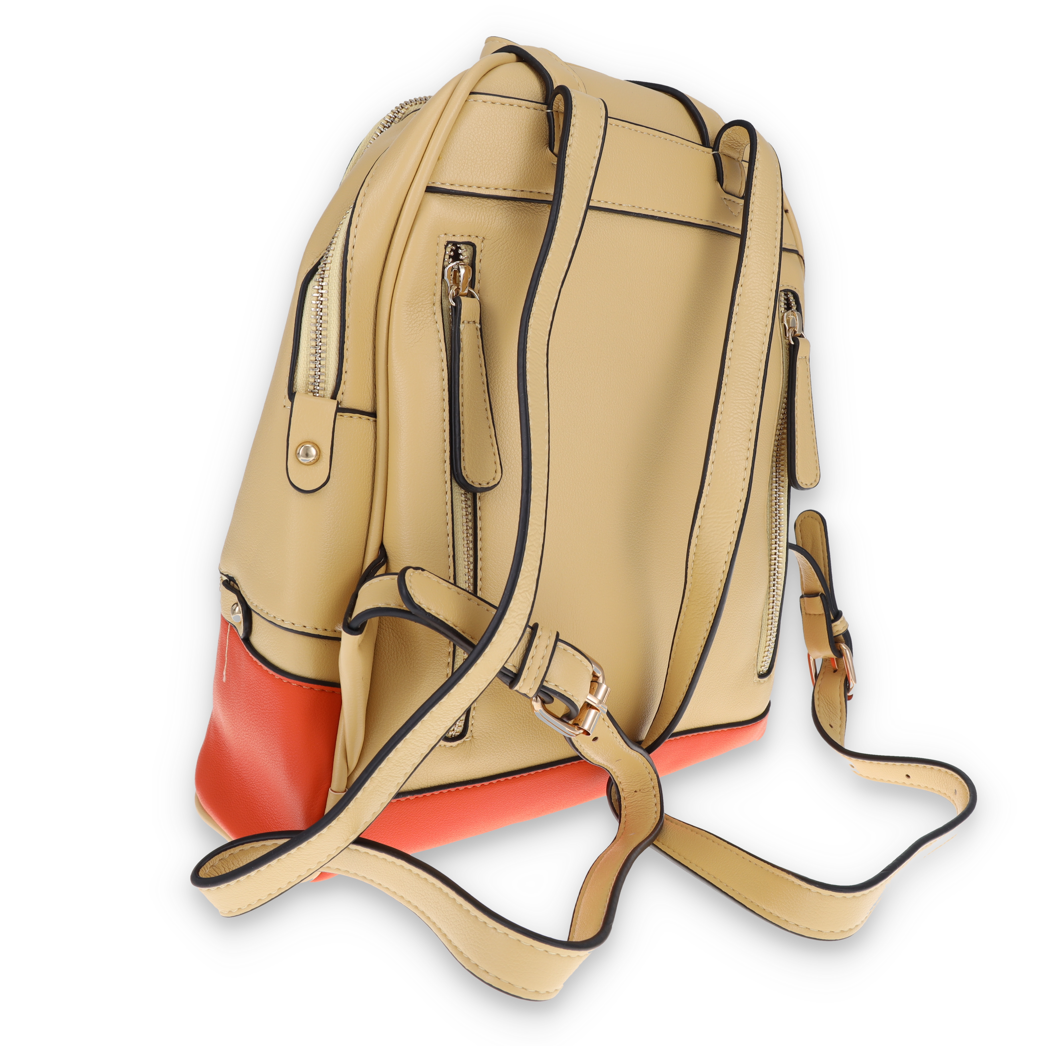 Fabigun Concealed Carry Backpack Beige Orange Combo Leather FABL82002ORG View 4