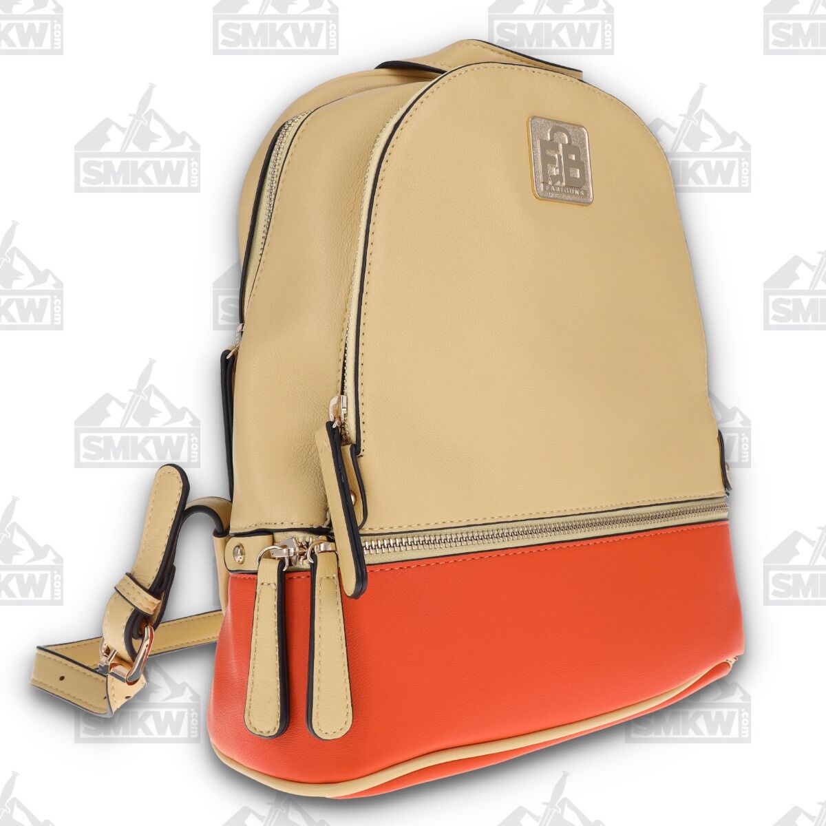 Fabigun Concealed Carry Backpack Beige Orange Combo Leather FABL82002ORG View 1