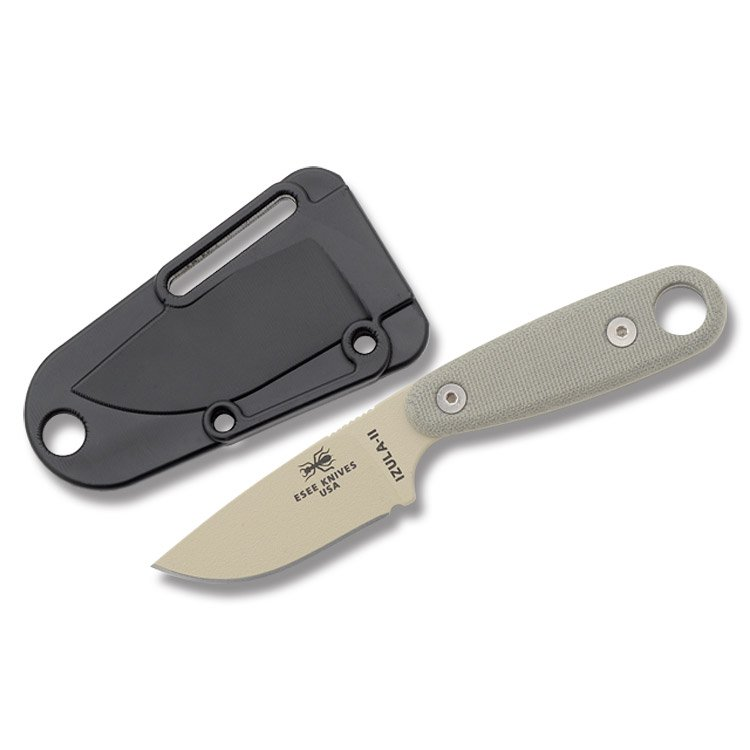 ESEE Knives Izula II Fixed Blade Green Canvas Micarta OD Powder Coat 1095 IZULAIIOD View 1