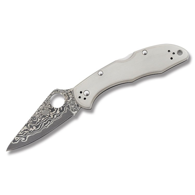 Spyderco Delica 4  Titanium-Damascus Folding Knife SPC11TIPD View 1