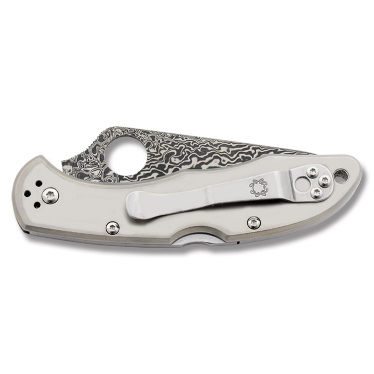 Spyderco Delica 4  Titanium-Damascus Folding Knife SPC11TIPD View 3